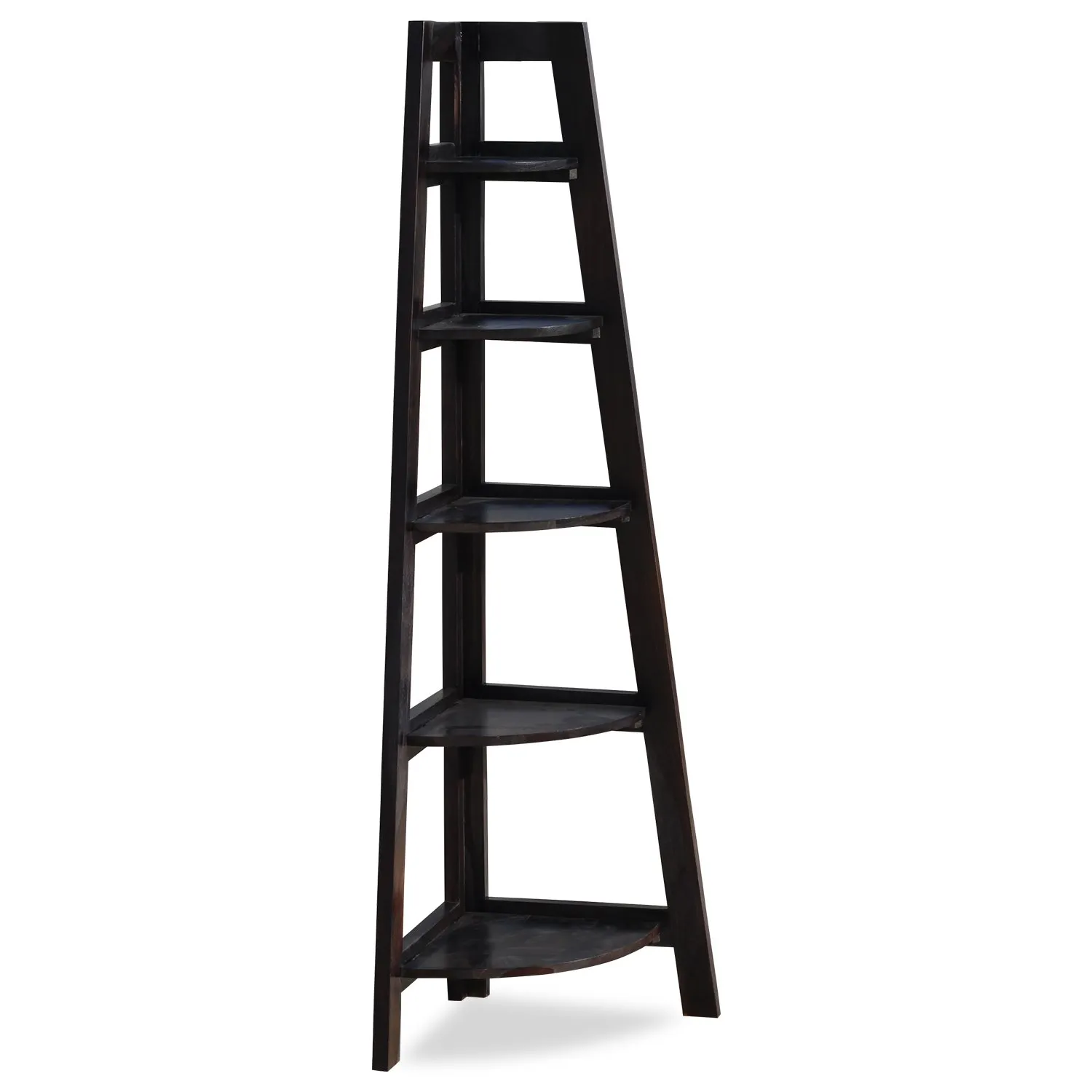 Royal Finish 5 Shelves Assorted Bookshelf in Carbon Black In Sheesham Wood solid wood bookshelf image 2