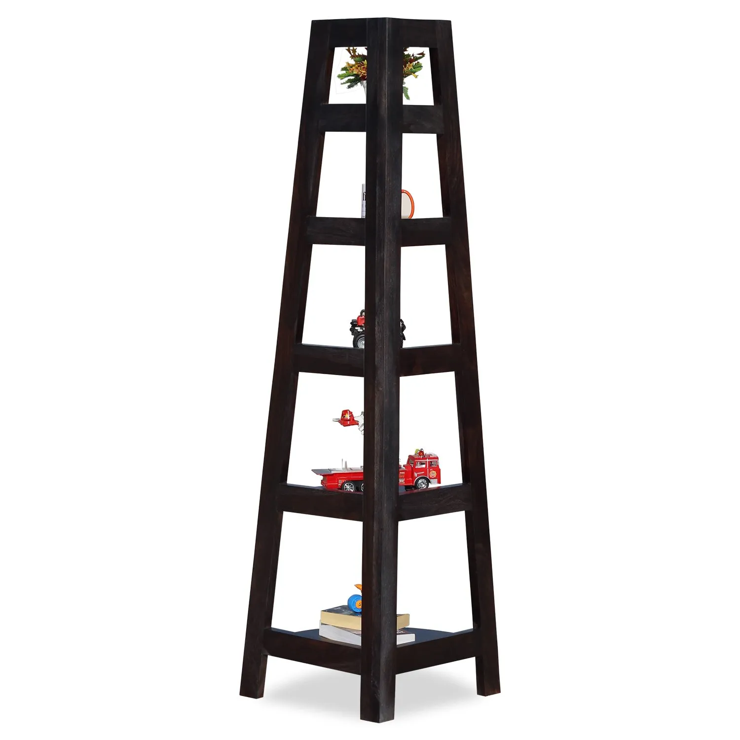 Royal Finish 5 Shelves Assorted Bookshelf in Carbon Black In Sheesham Wood solid wood bookshelf image 10