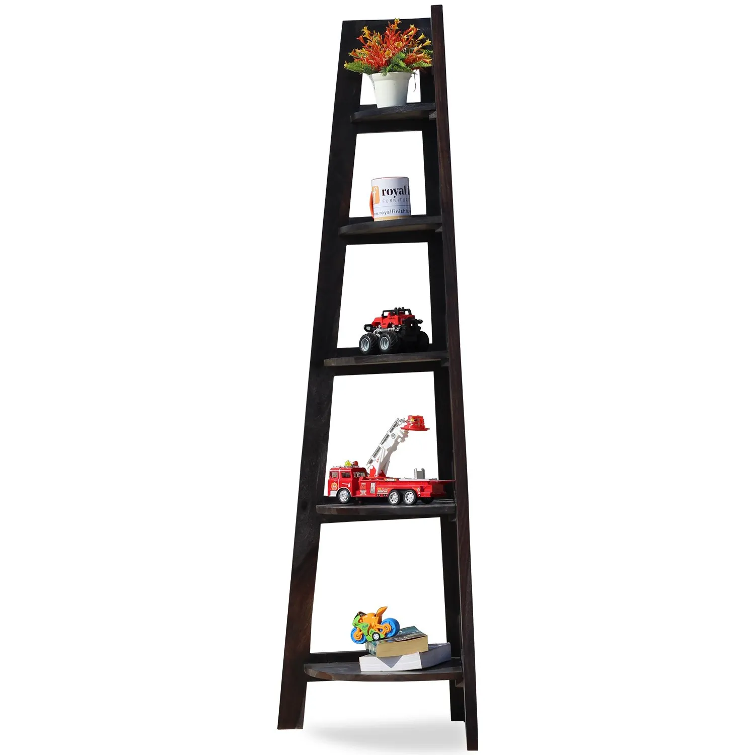 Royal Finish 5 Shelves Assorted Bookshelf in Carbon Black In Sheesham Wood solid wood bookshelf image 12