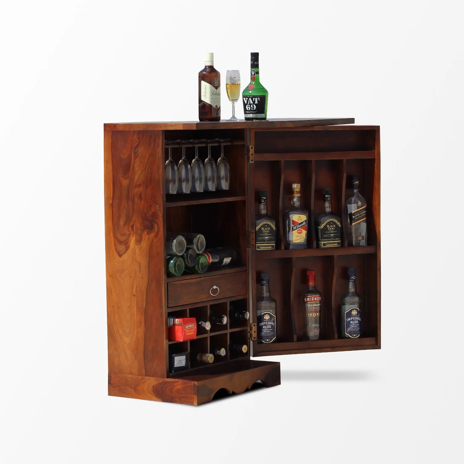 Royal Finish Nivora Bar Cabinate In Premium Quality Sheesham Wood wooden bar cabinet image 4