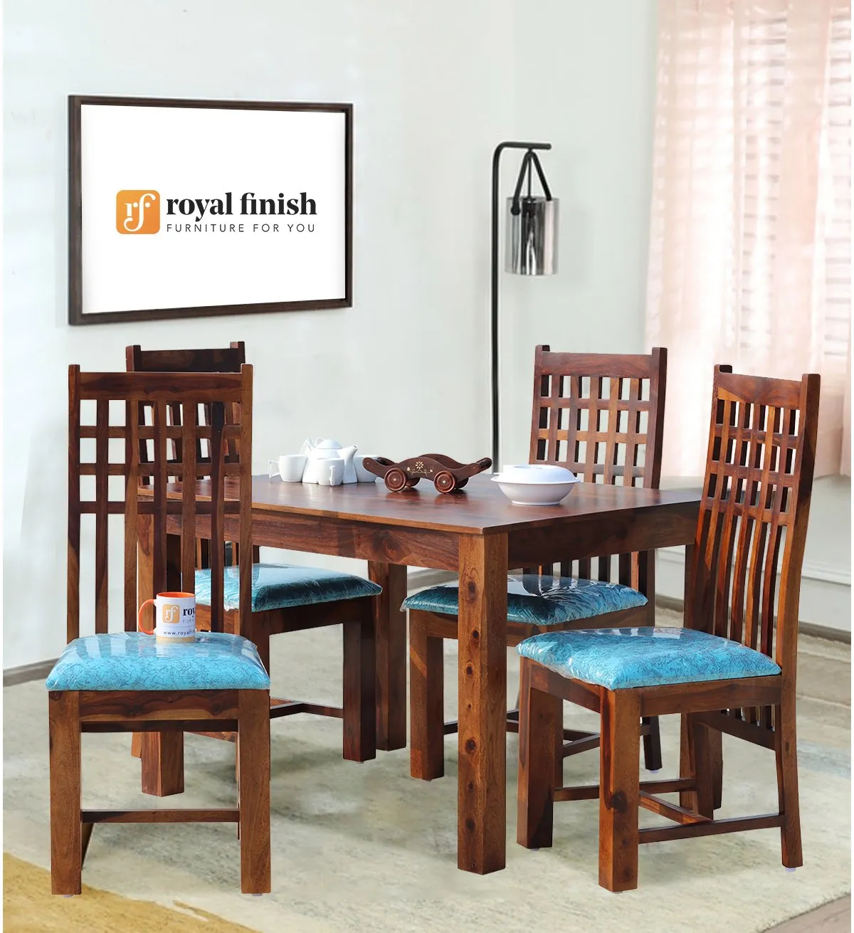 Royal Finish Stride 4 Seater Dining Set in Natural Furniture Sheesham Wood