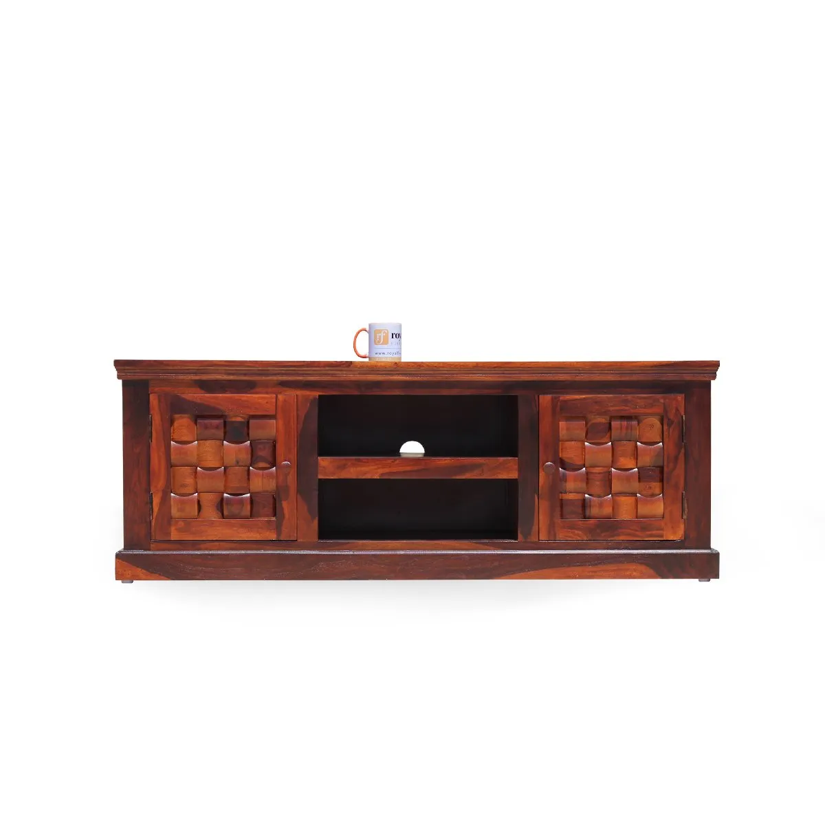 Royal Finish Nivora TV Cabinet in sheesham in Natural Honey Oak Matte Finished wooden bar cabinet image 3