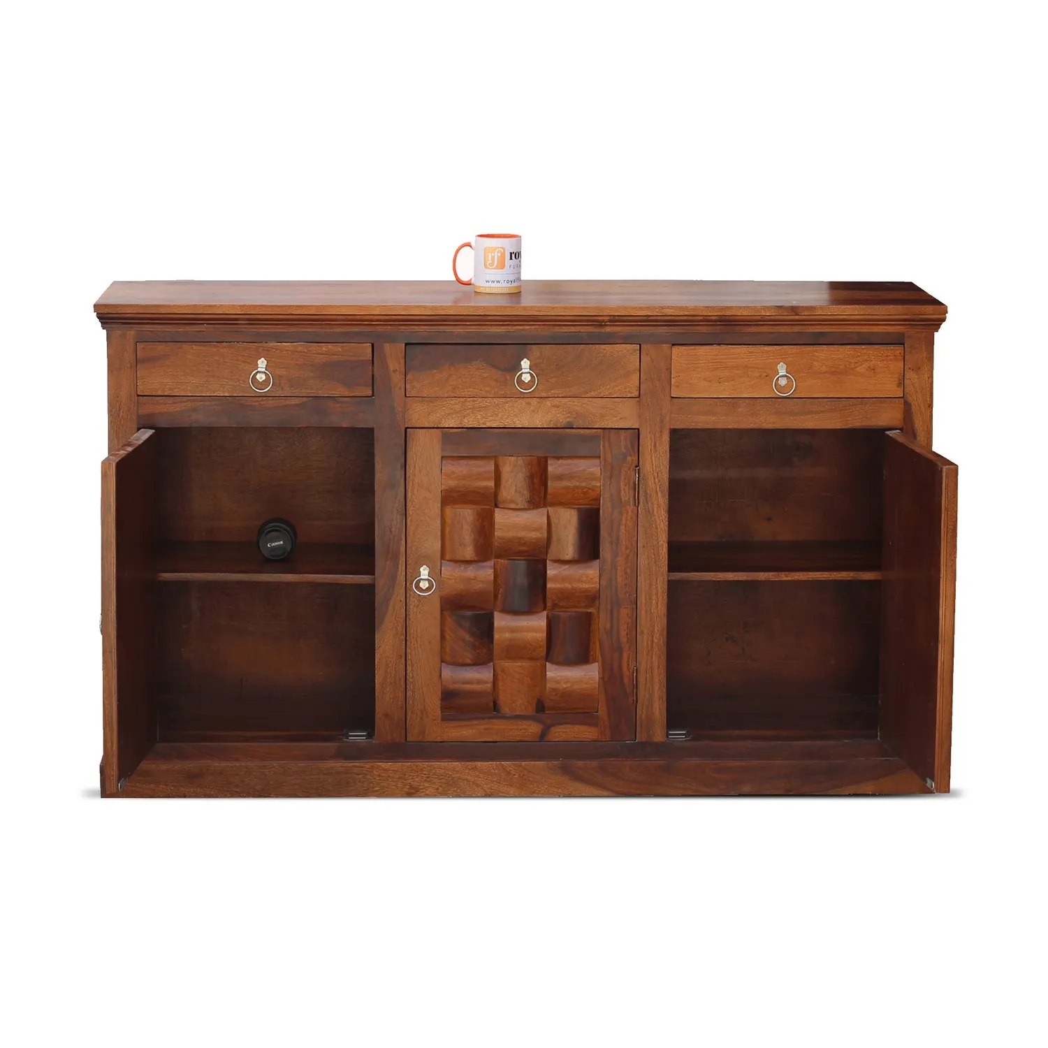 Royal Finish Nivora Sideboard In Sheesham with Natural Honey with Matte Finished sheesham wood furniture image 6