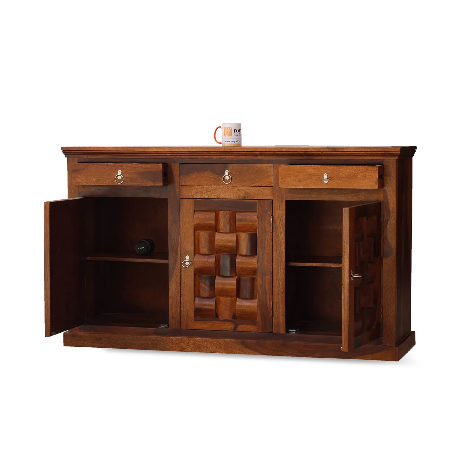 Royal Finish Nivora Sideboard In Sheesham with Natural Honey with Matte Finished sheesham wood furniture image 7
