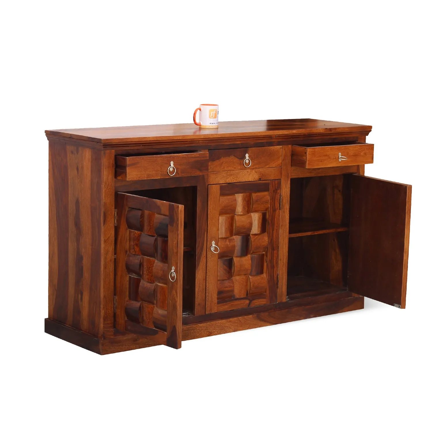 Royal Finish Nivora Sideboard In Sheesham with Natural Honey with Matte Finished sheesham wood furniture image 8