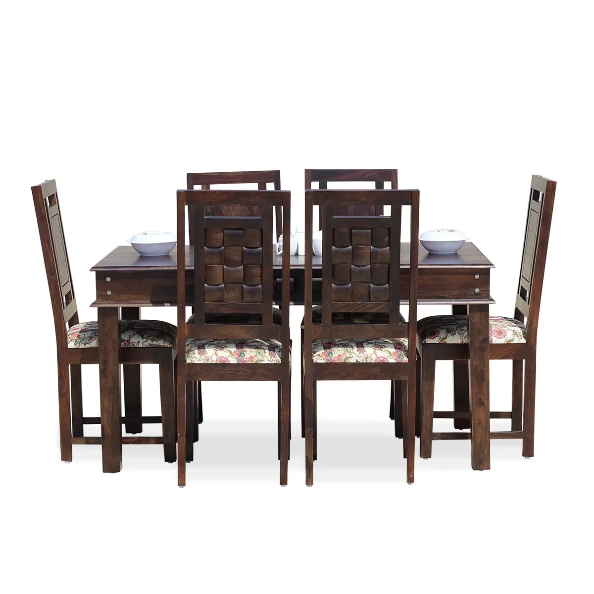 Royal Finish Nivora Moderna Dining in Sheesham with wallnut color Matte polished sheesham dining table image 9