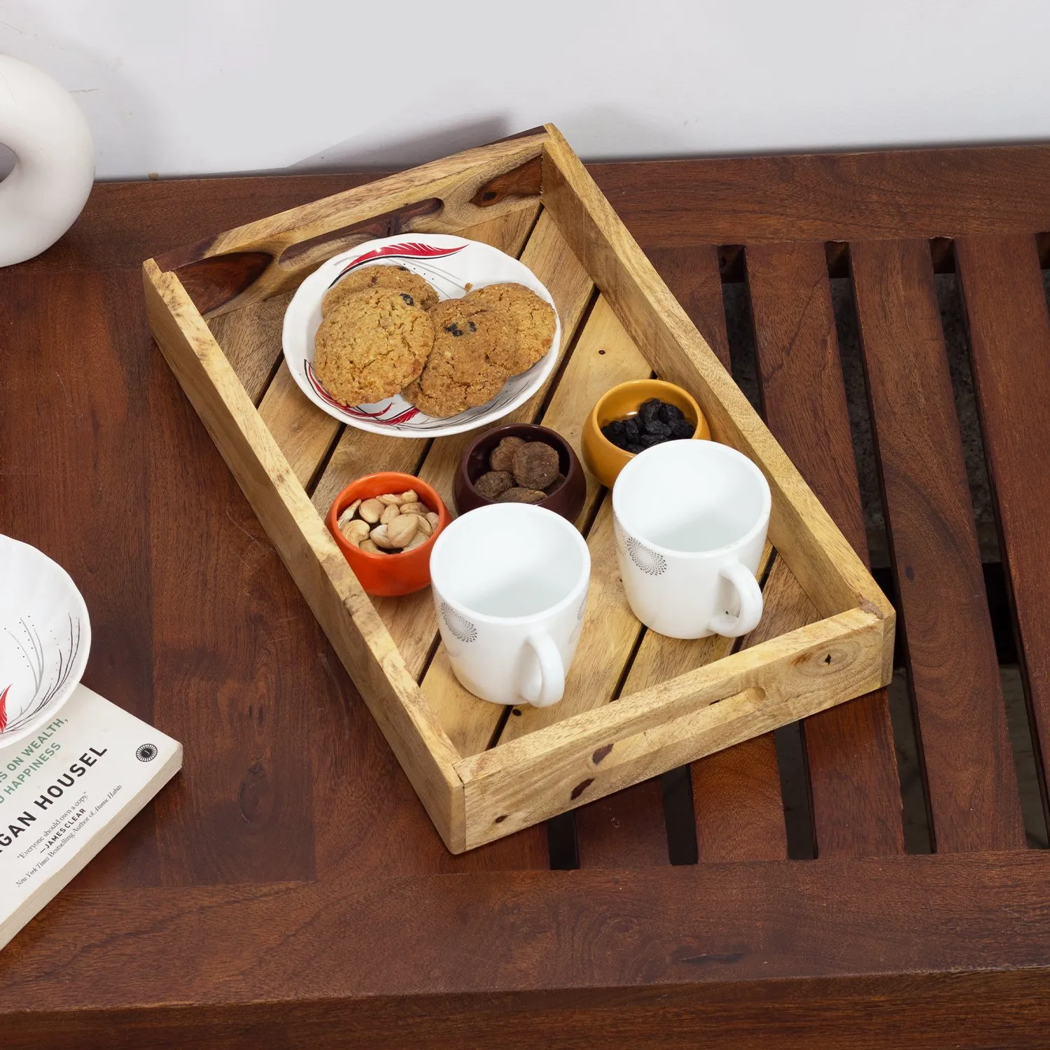 Royal Finish Sheesham Wood Serving Tray Set, Natural Colour with Matte Finish sheesham wood furniture image 11