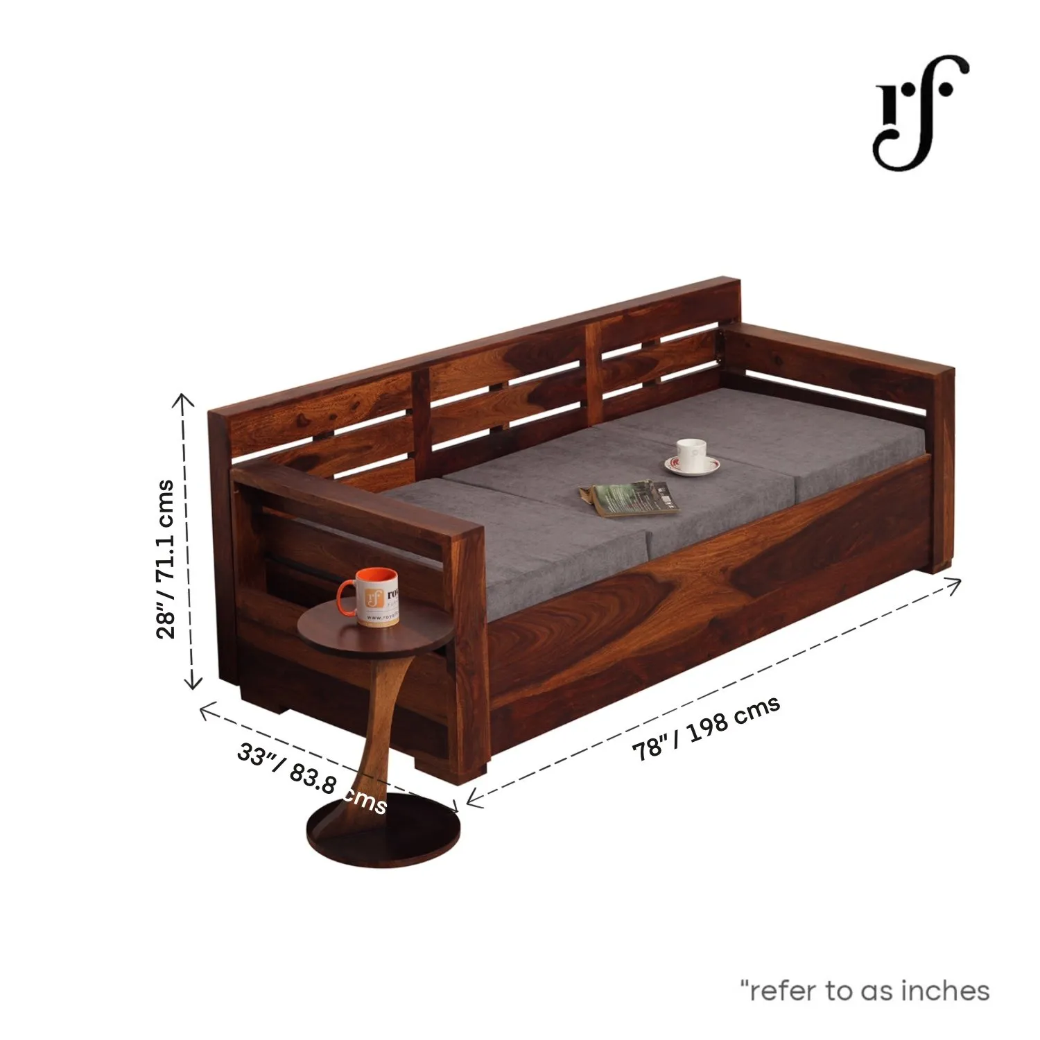 Royal Finish MirageMingle 7 Seater Sofa Set With Cushions(3+2+1+1) wooden sofa set image 11