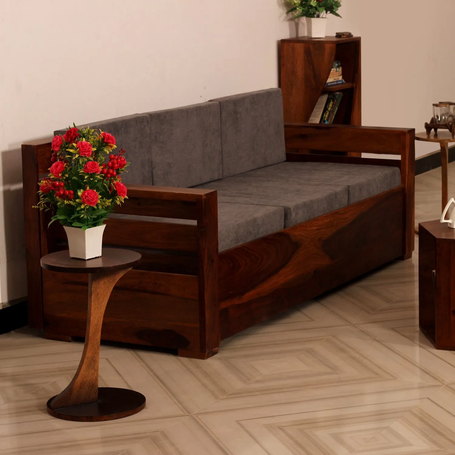 Royal Finish MirageMingle 7 Seater Sofa Set With Cushions(3+2+1+1) wooden sofa set image 12