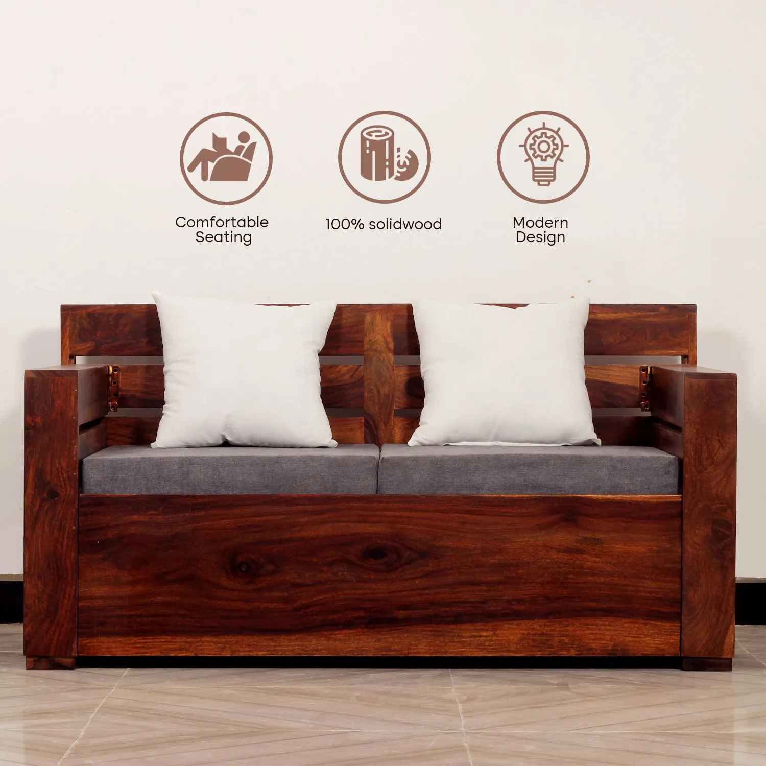Royal Finish MirageMingle 4 Seater Sofa Set With Cushions(2+1+1) wooden sofa set image 8
