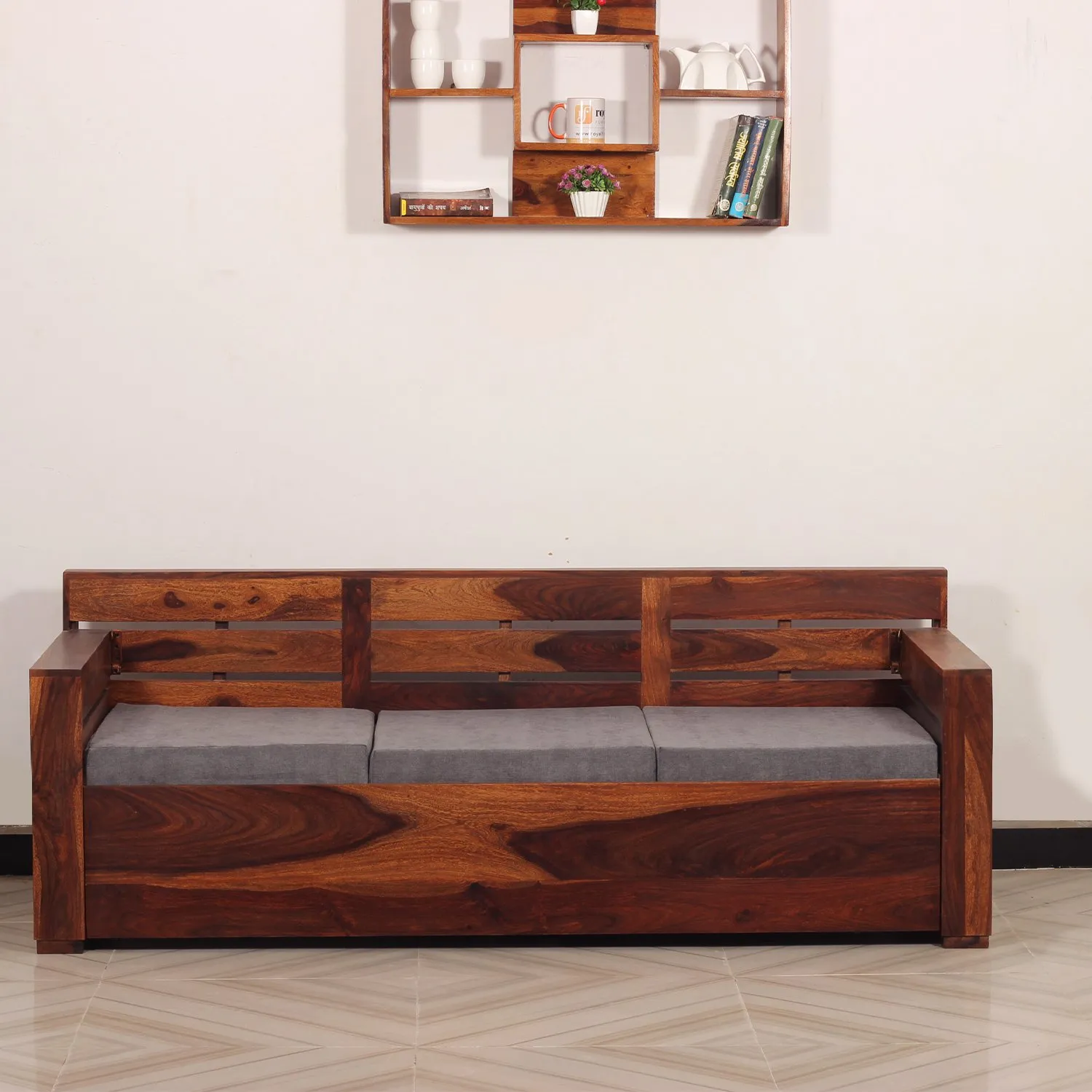 Royal Finish MirageMingle 3 Seater Sofa With Cushions wooden sofa set image 9
