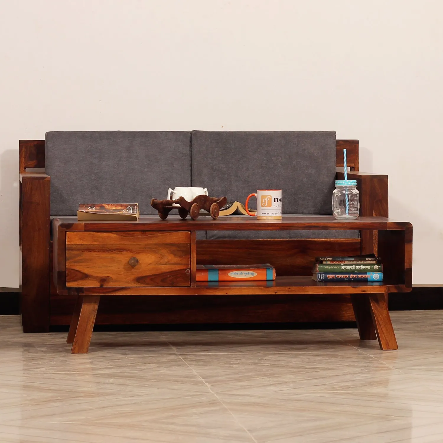 Royal Finish MirageMingle 2 Seater Sofa With Cushions wooden sofa set image 4