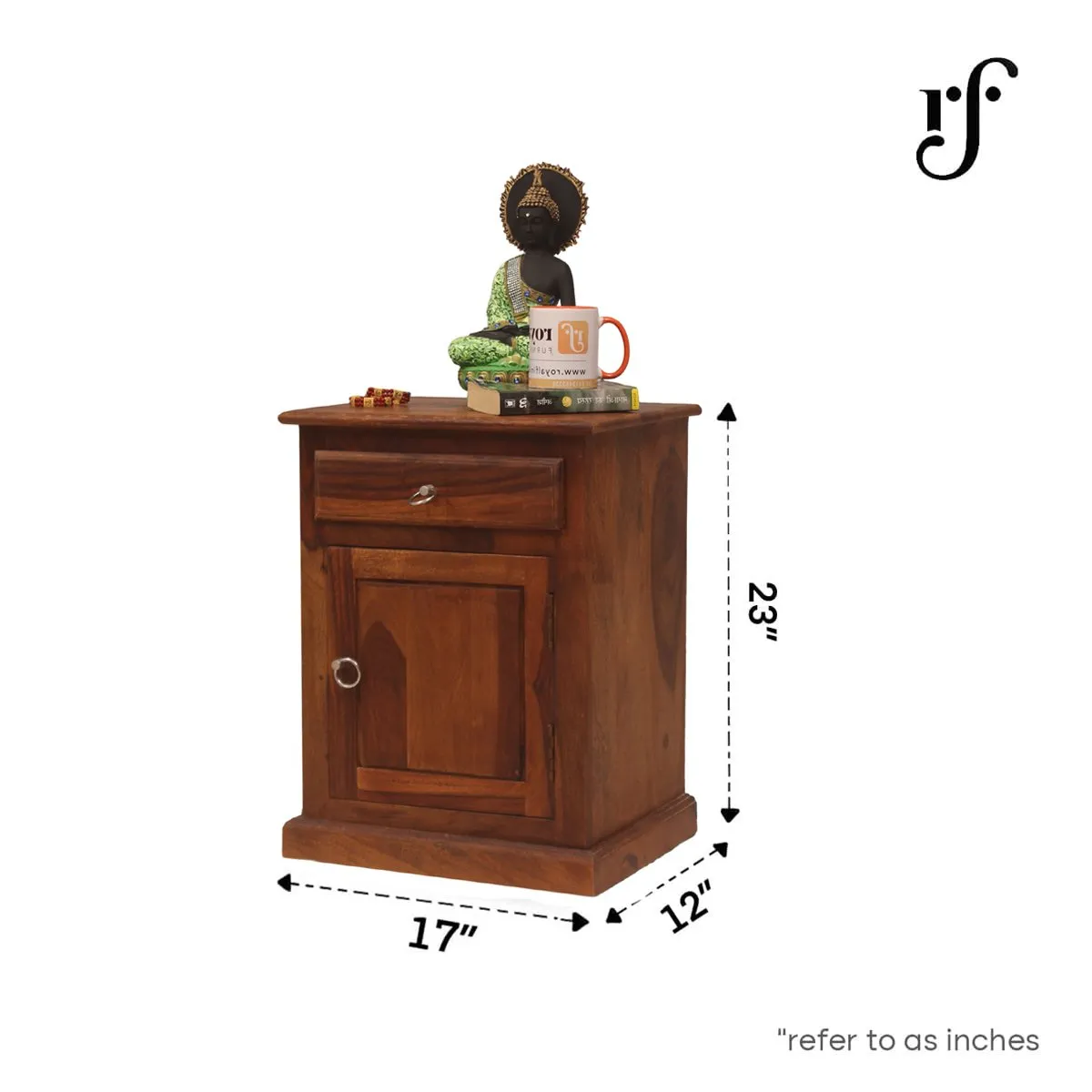 Royal Finish Stellar Double Bedside Table In Furniture Sheesham In Natural sheesham wood bed image 3