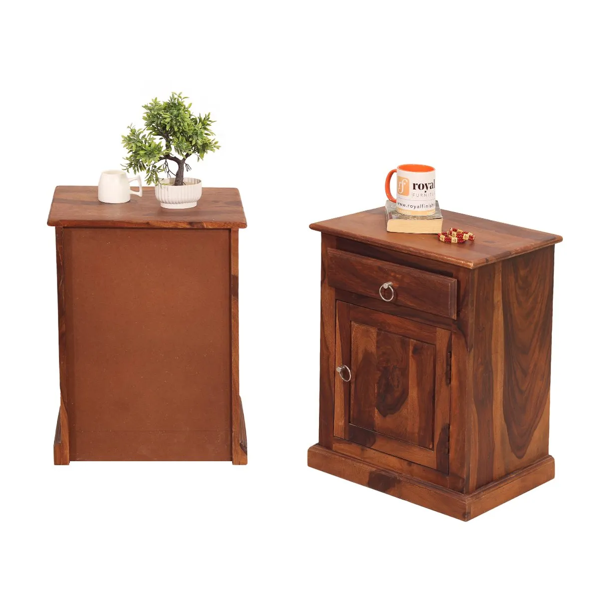 Royal Finish Stellar Double Bedside Table In Furniture Sheesham In Natural sheesham wood bed image 11