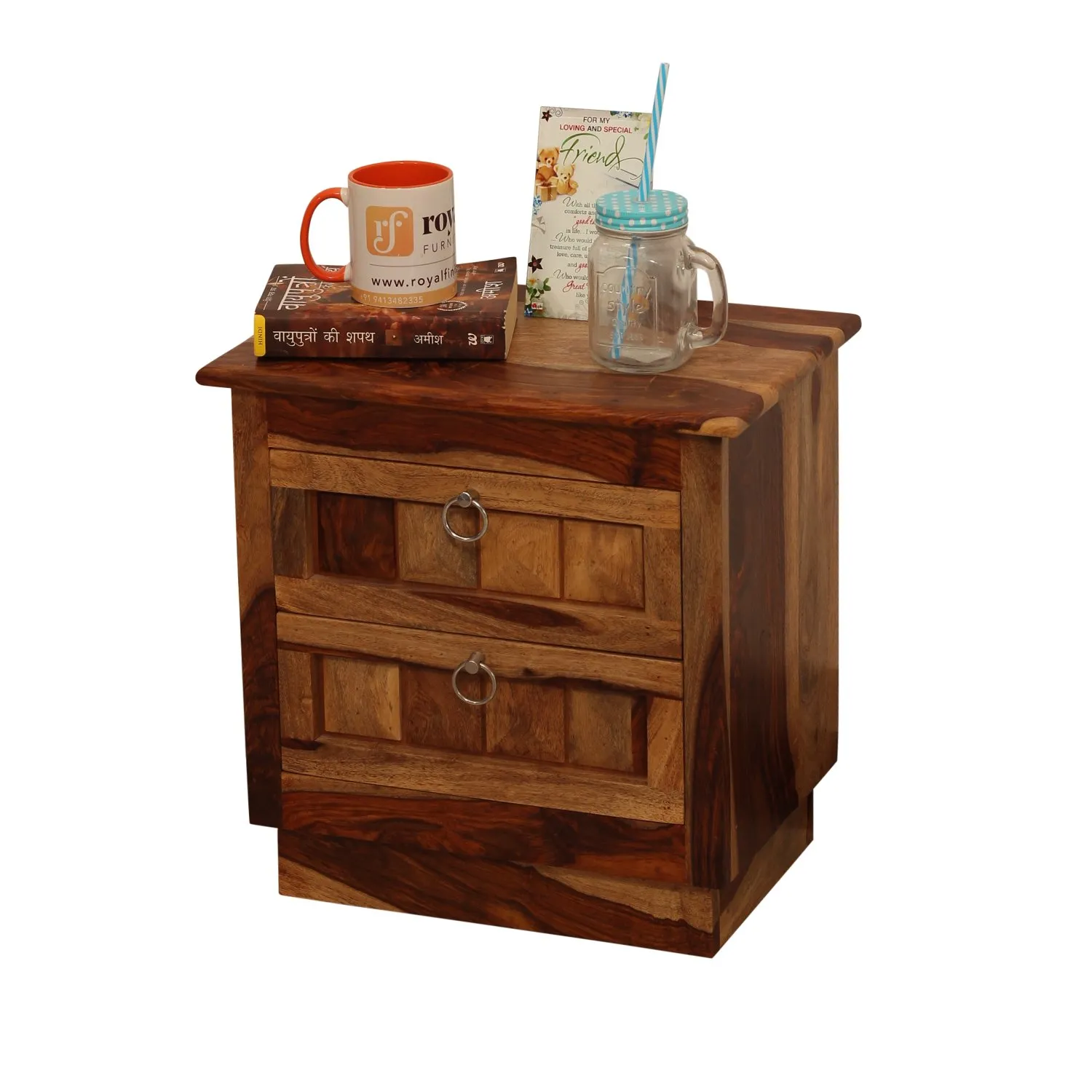Royal Finish Diamondie Bedside Table In Furniture Sheesham Wood In Natural sheesham wood bed image 10