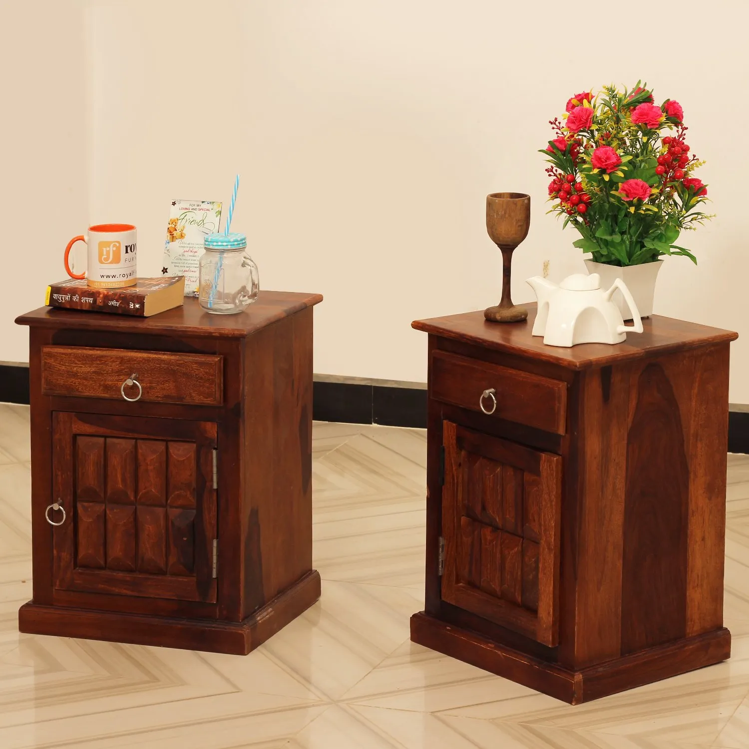 Royal Finish Celiko Double Bedside Table In Furniture Sheesham In Natural Colour sheesham wood bed image 8