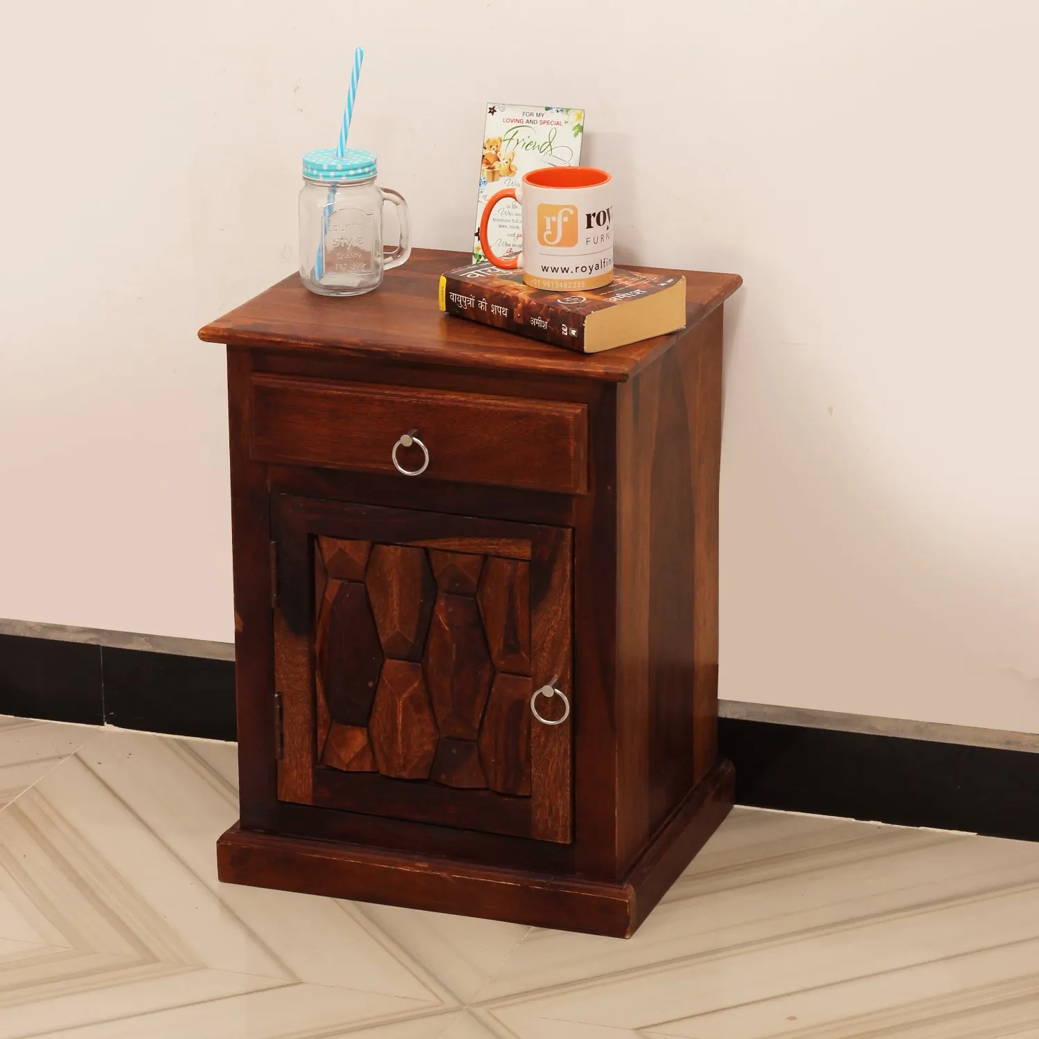 Royal Finish SouthSeista Bedside Table In Furniture Sheesham Wood In Natural sheesham wood bed image 6