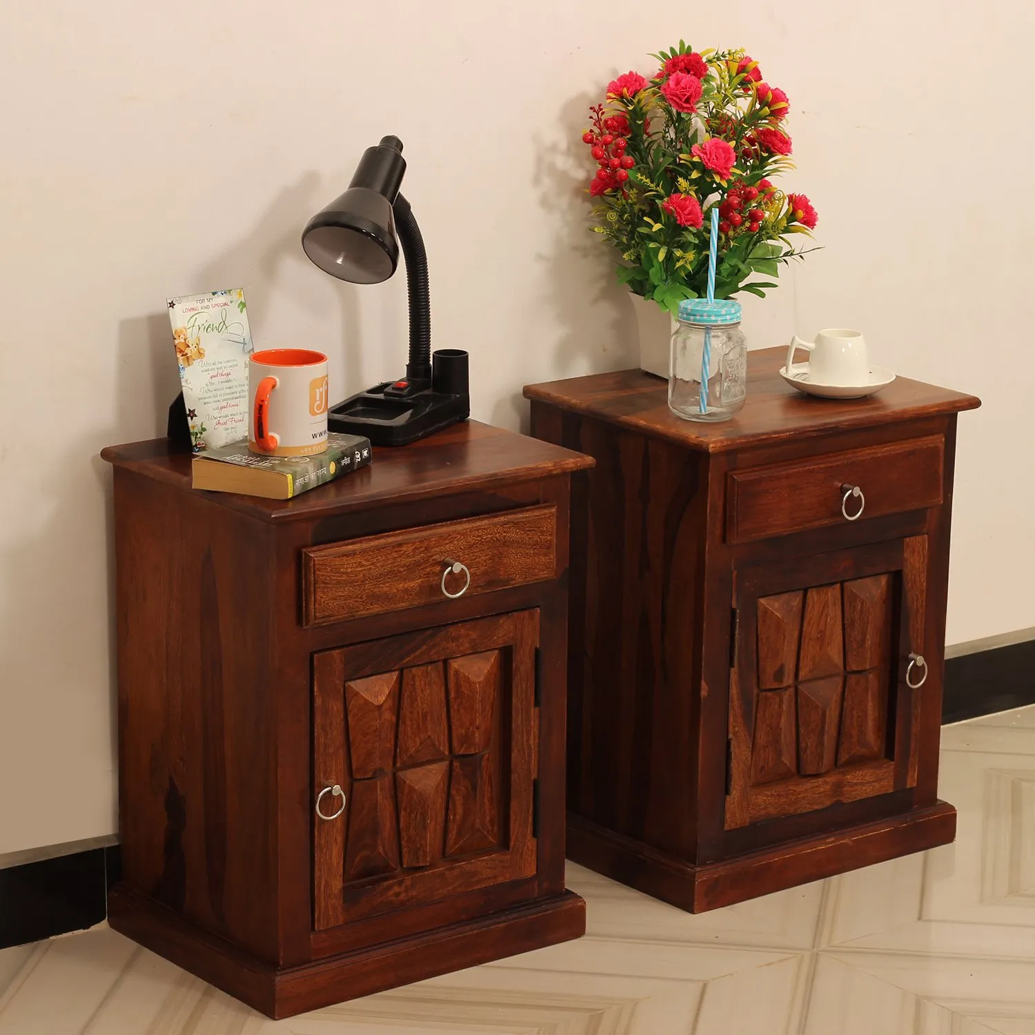 Royal Finish SlumberCraft Double Bedside Table In Furniture Sheesham Natural sheesham wood bed image 5