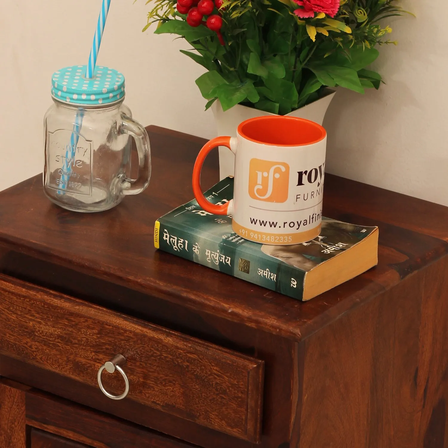 Royal Finish Opulent Bedside Table In Furniture Sheesham Wood In Natural Colour sheesham wood bed image 8