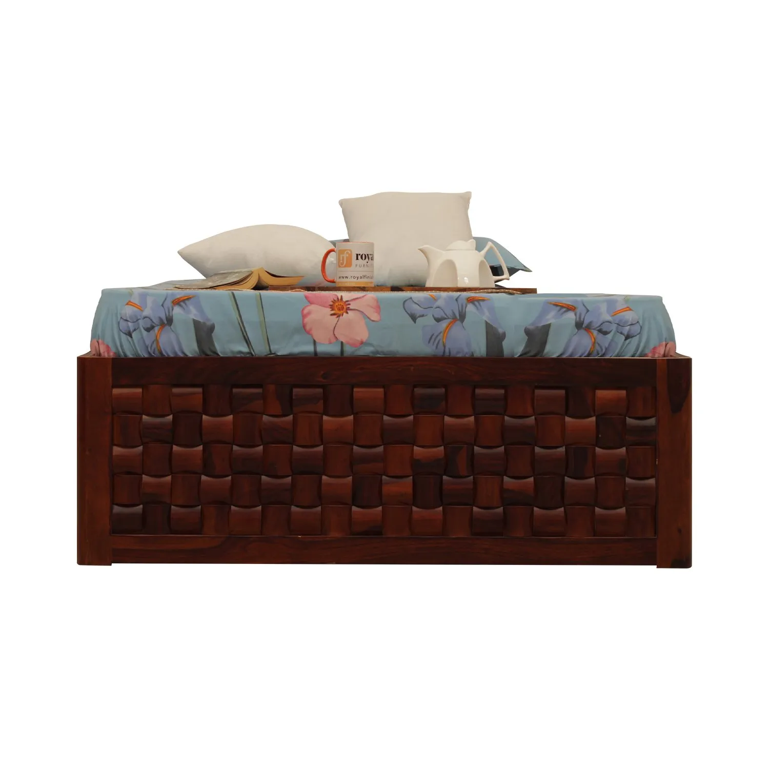 Royal Finish Nivora Diwan Single Bed In Natural Colour With Matte Finished sheesham wood bed image 8