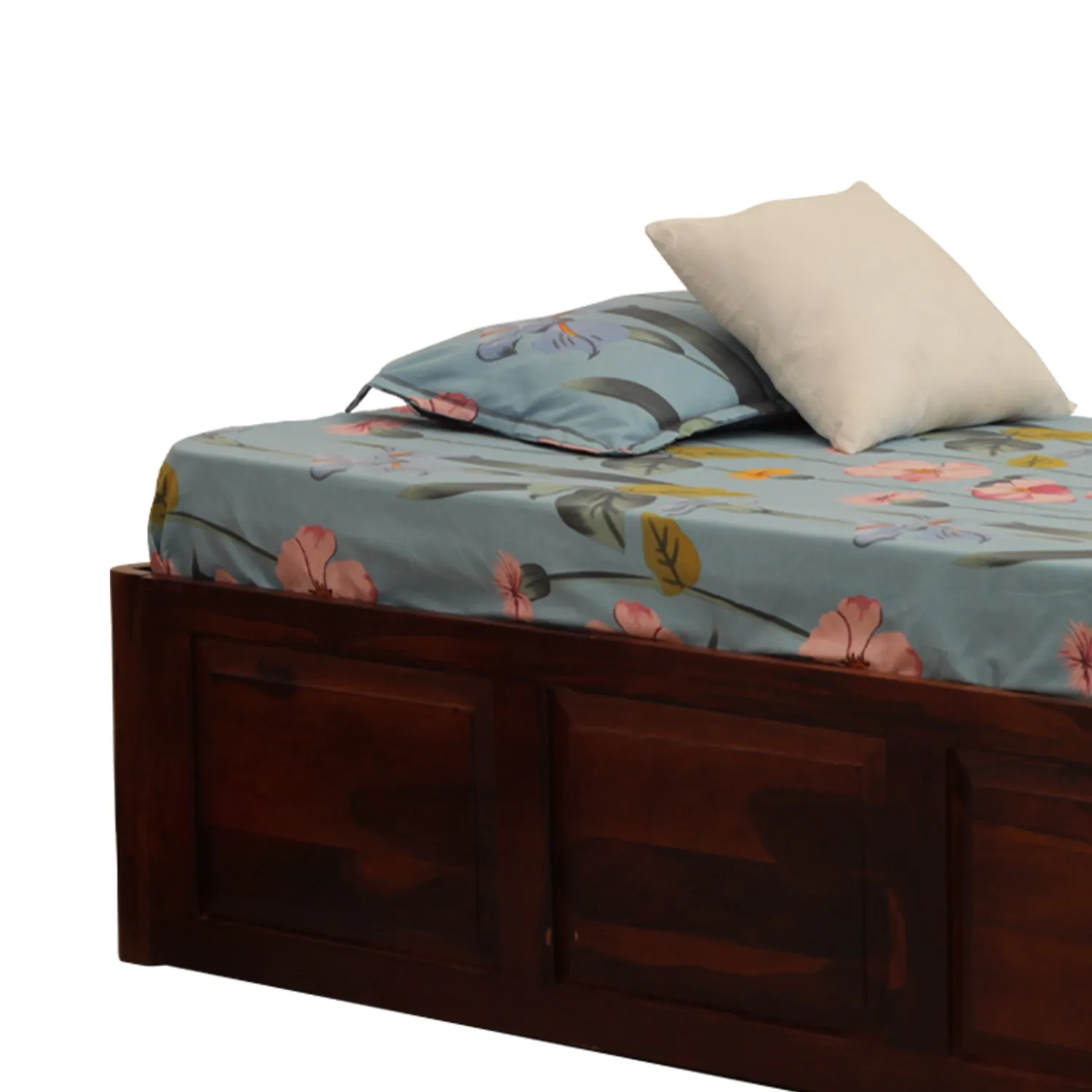 Royal Finish Nivora Diwan Single Bed In Natural Colour With Matte Finished sheesham wood bed image 9