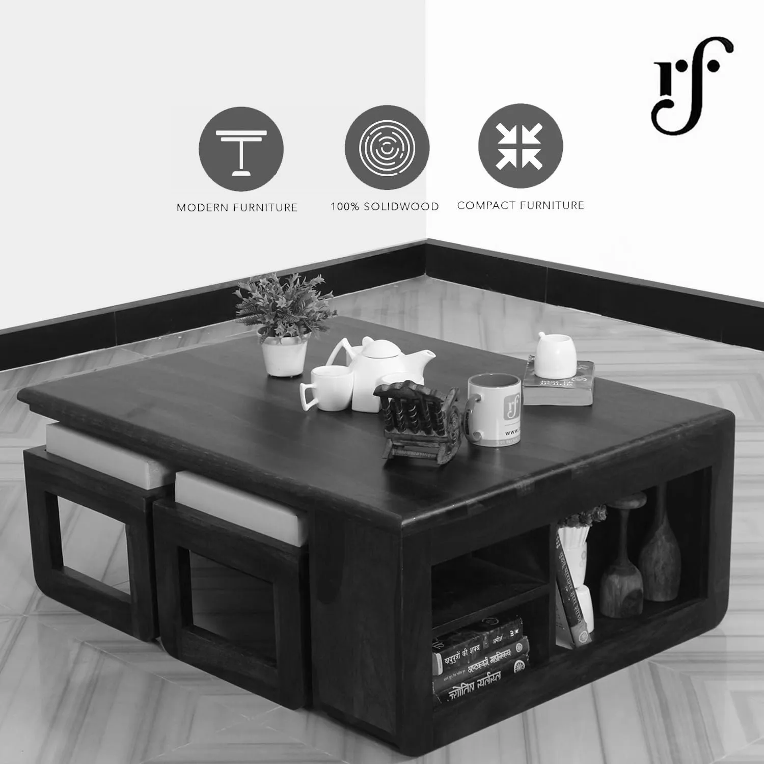 Royal Finish Dehran Center Table in Sheesham Wood With Natural Colour in Natural wooden center table image 2