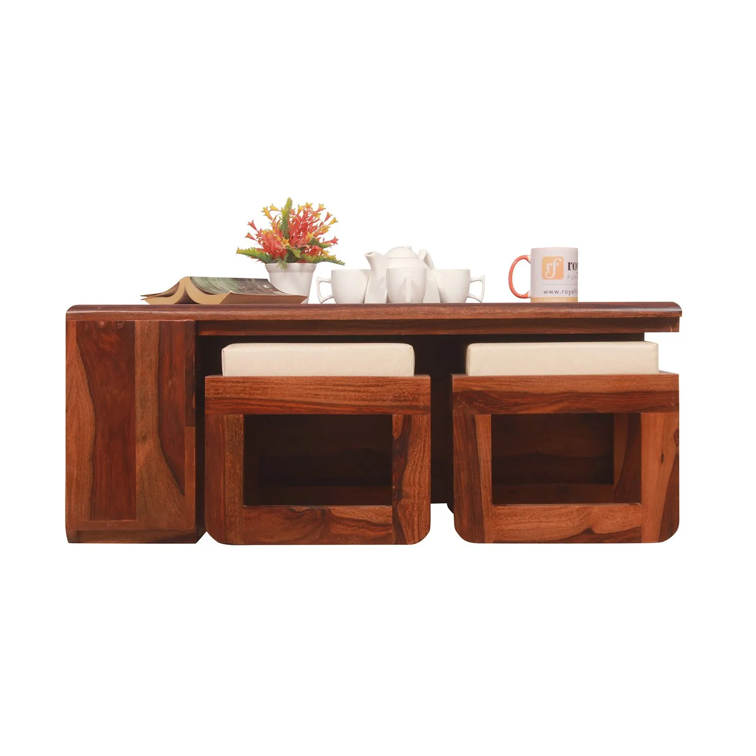 Royal Finish Dehran Center Table in Sheesham Wood With Natural Colour in Natural wooden center table image 6