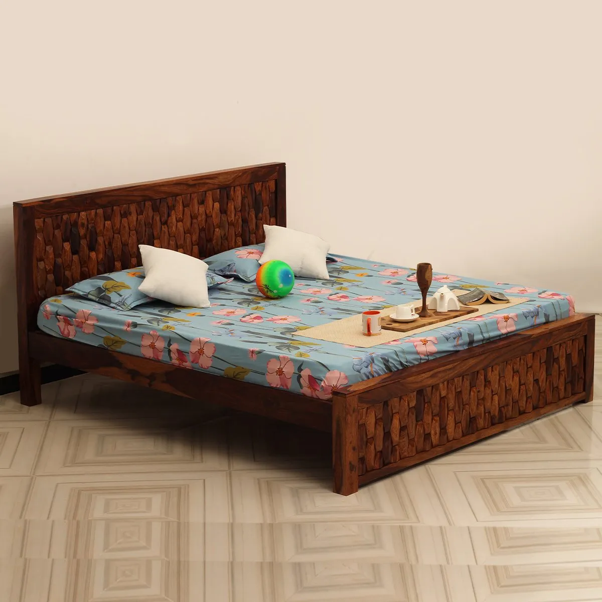 Royal Finish SouthSeista King Size Bed In Natural Colour With Matte Finish