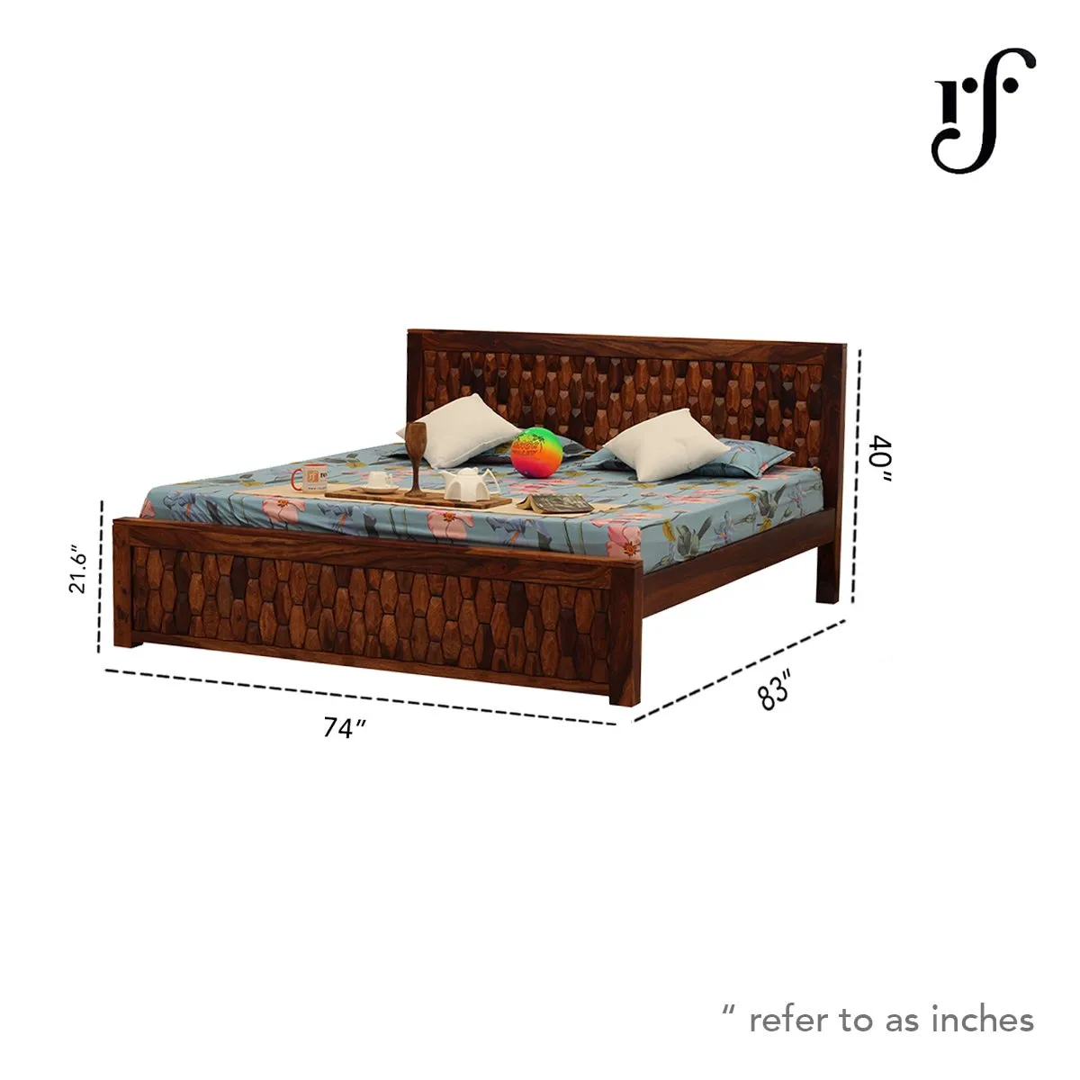 Royal Finish SouthSeista King Size Bed In Natural Colour With Matte Finish sheesham wood bed image 3