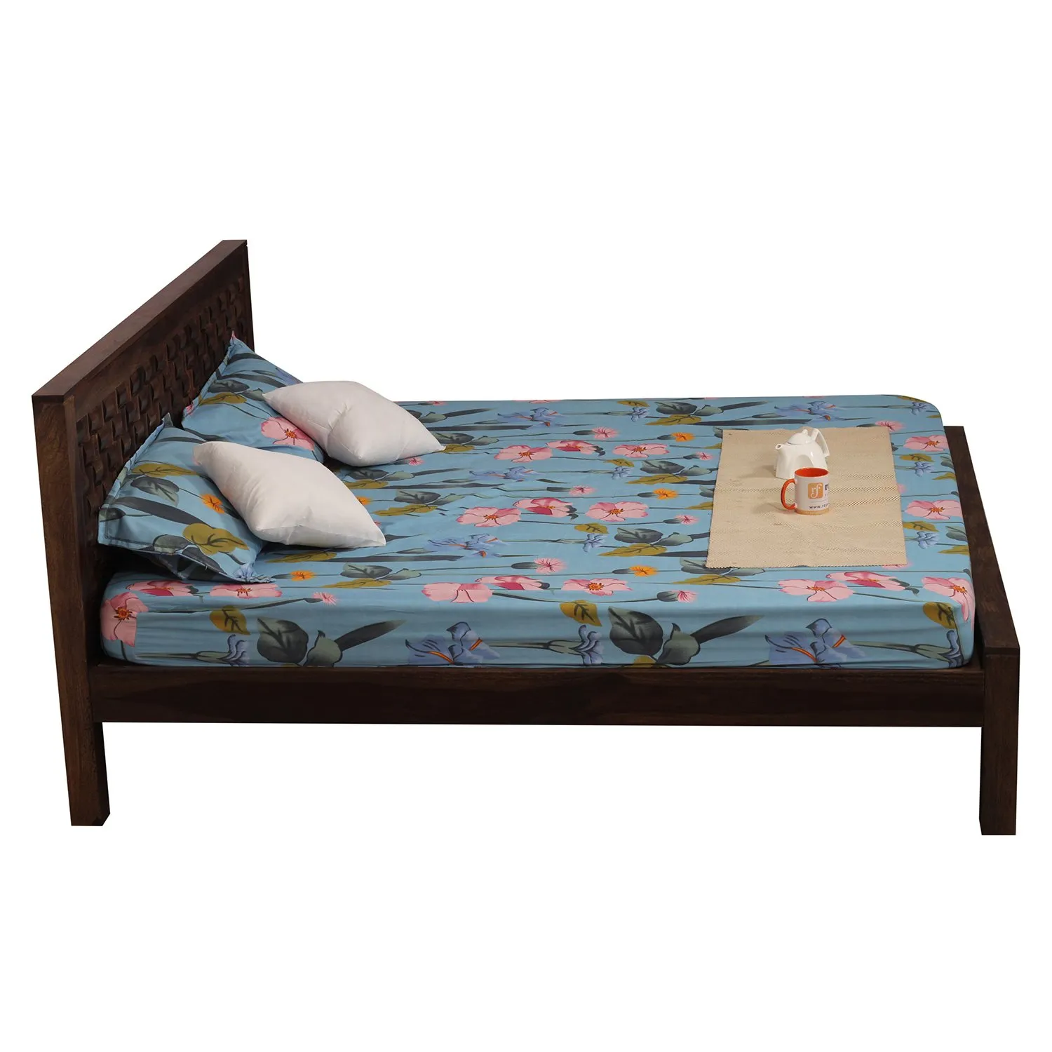 Royal Finish Nivora King Size Bed In Natural Colour With Matte Finished sheesham wood bed image 10