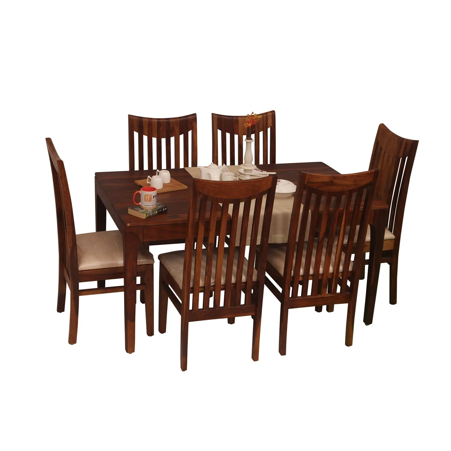 Royal Finish Neo Wingo 6 Chair Dining Set in Natural Colour sheesham dining table image 7