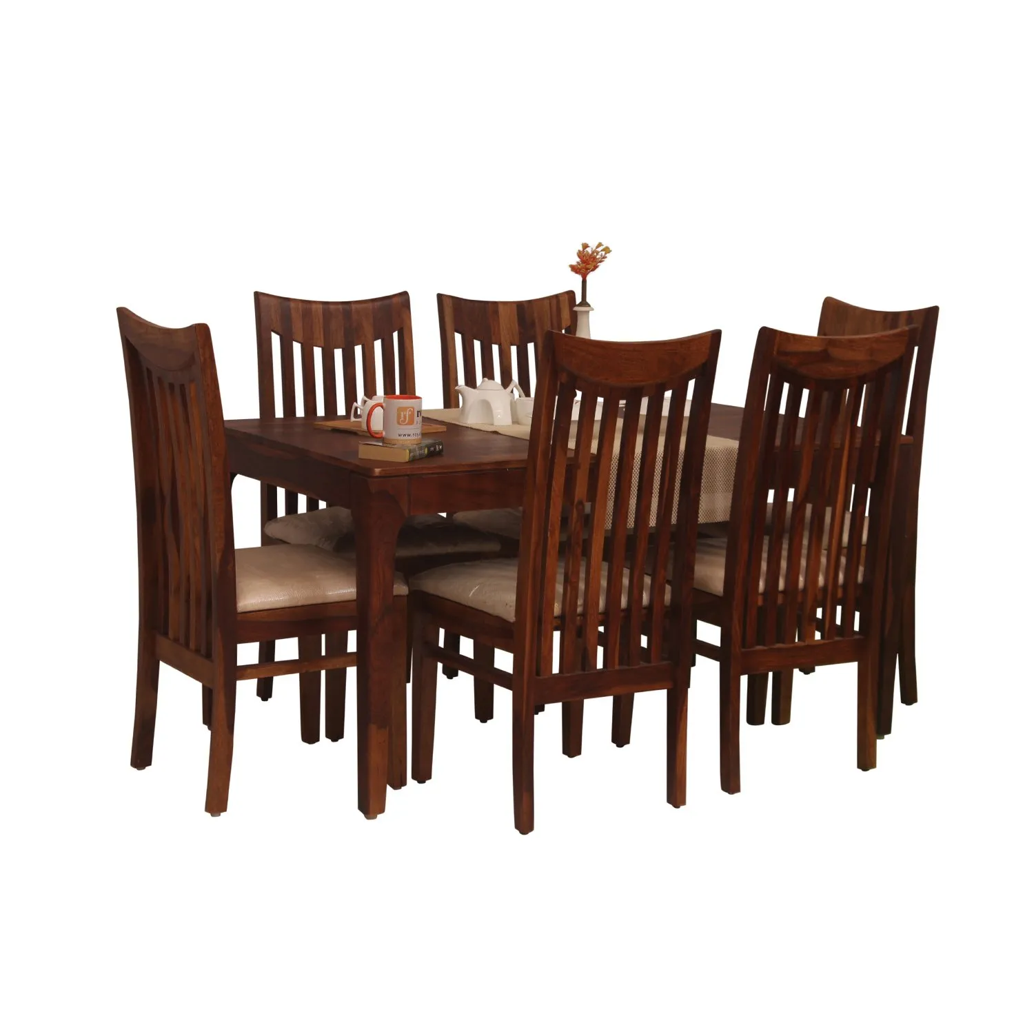 Royal Finish Neo Wingo 6 Chair Dining Set in Natural Colour sheesham dining table image 9