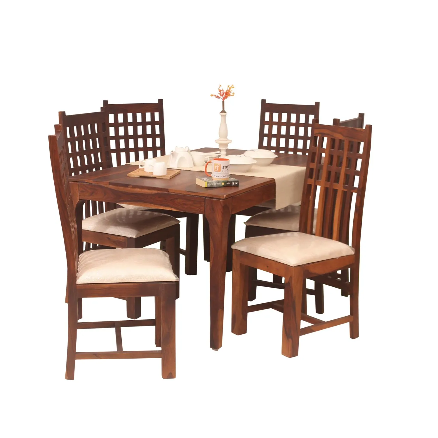 Royal Finish Teshwa 6 Chair Dining Set in Natural Colour sheesham dining table image 9