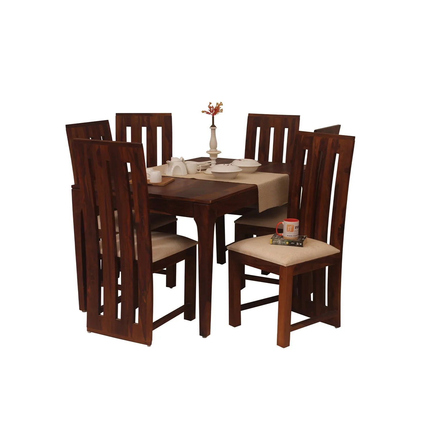 Royal Finish Necvo Bentwood 6 Chair Dining Set in Natural Colour sheesham dining table image 4