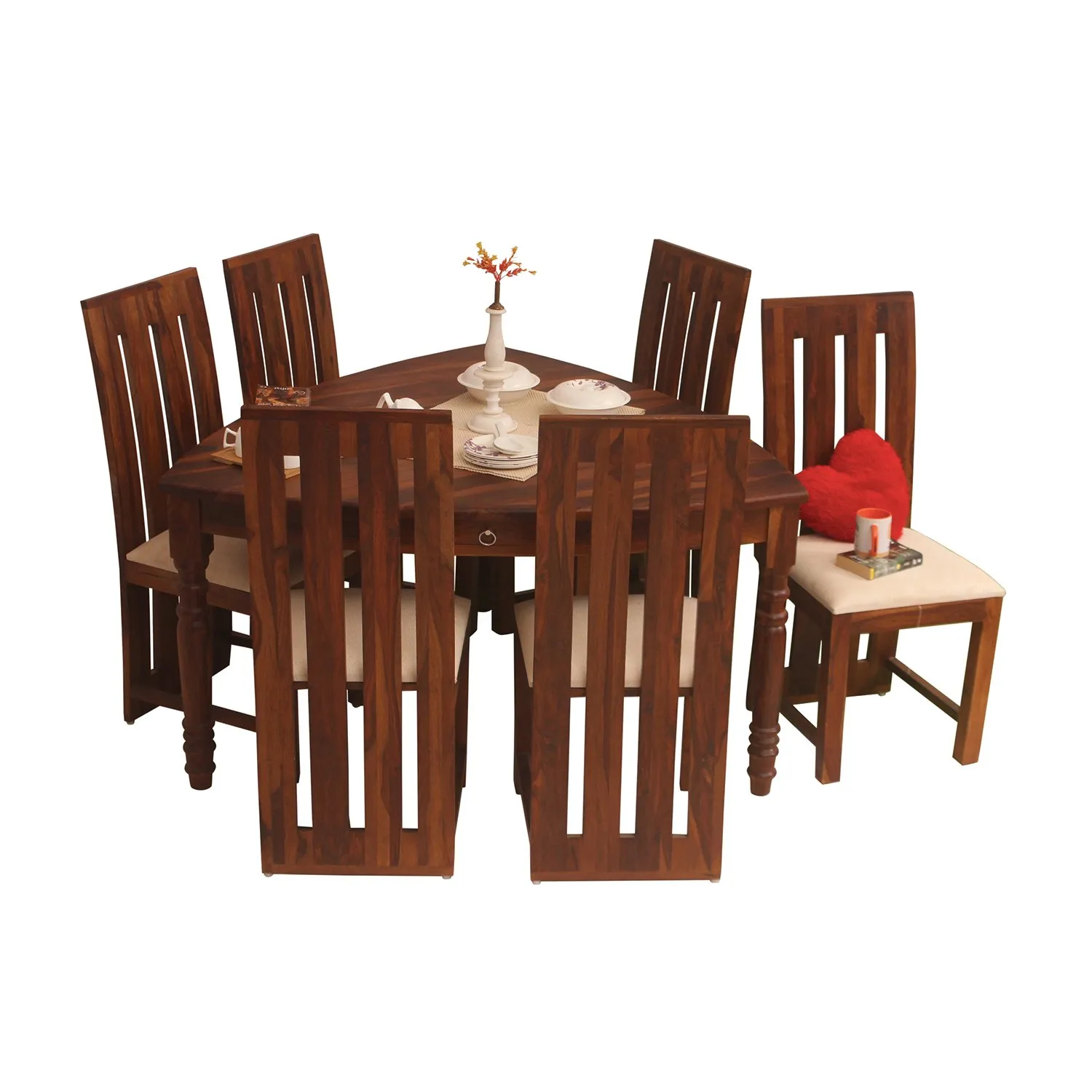 Royal Finish Betel Quid Bentwood 6 Chair Dining Set in Natural Colour sheesham dining table image 6