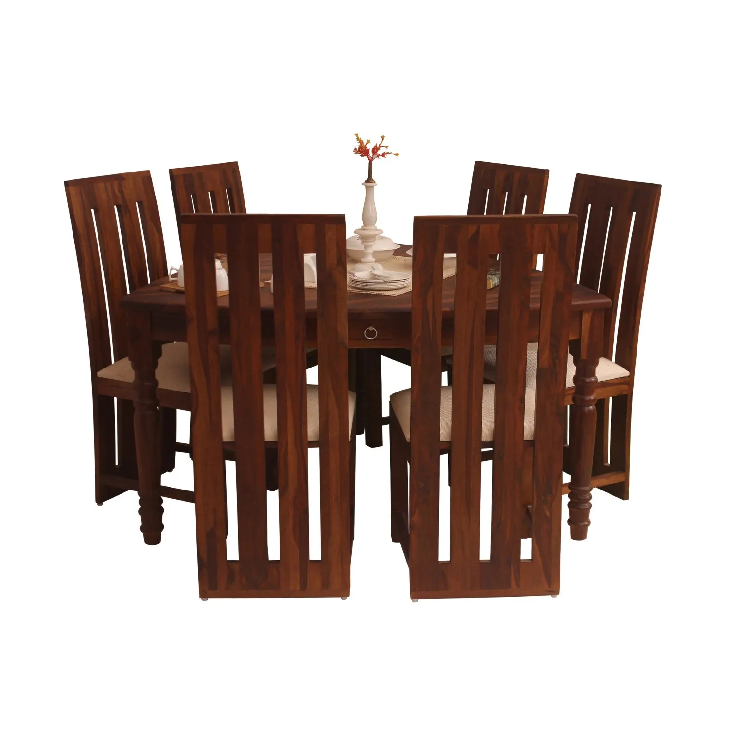Royal Finish Betel Quid Bentwood 6 Chair Dining Set in Natural Colour sheesham dining table image 10