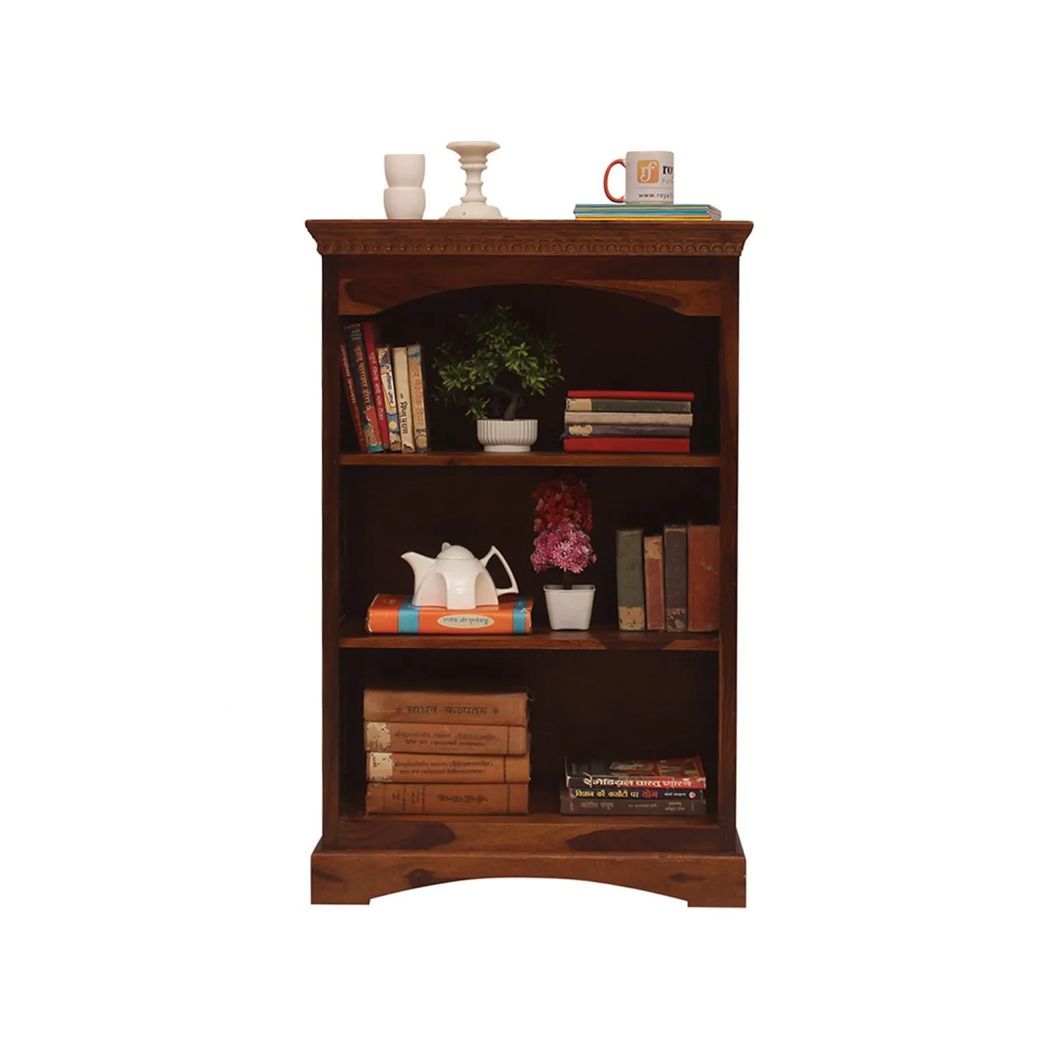 Royal Finish Ironey 3 Shelf Solid Wood Bookshelf in Sheesham, Natural Colour solid wood bookshelf image 4