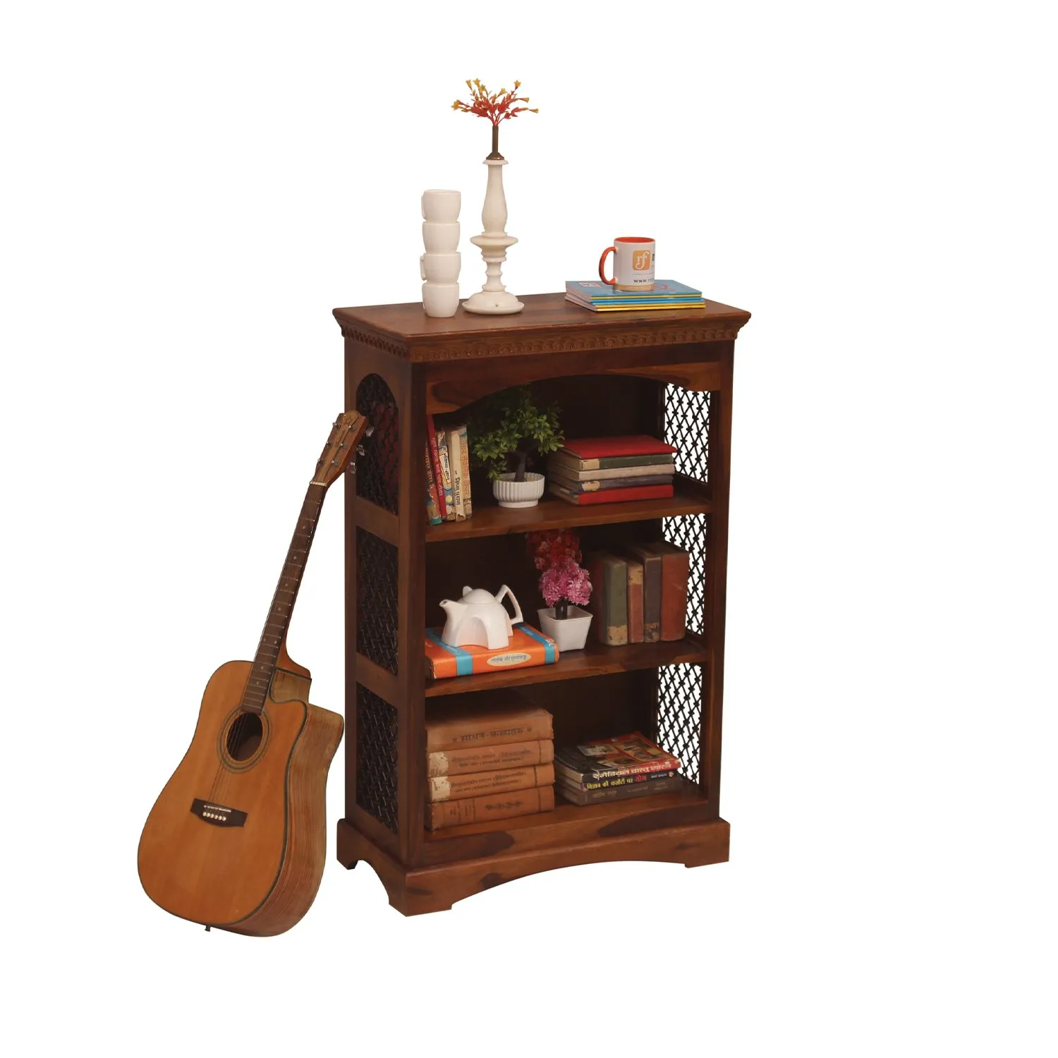 Royal Finish Ironey 3 Shelf Solid Wood Bookshelf in Sheesham, Natural Colour solid wood bookshelf image 6