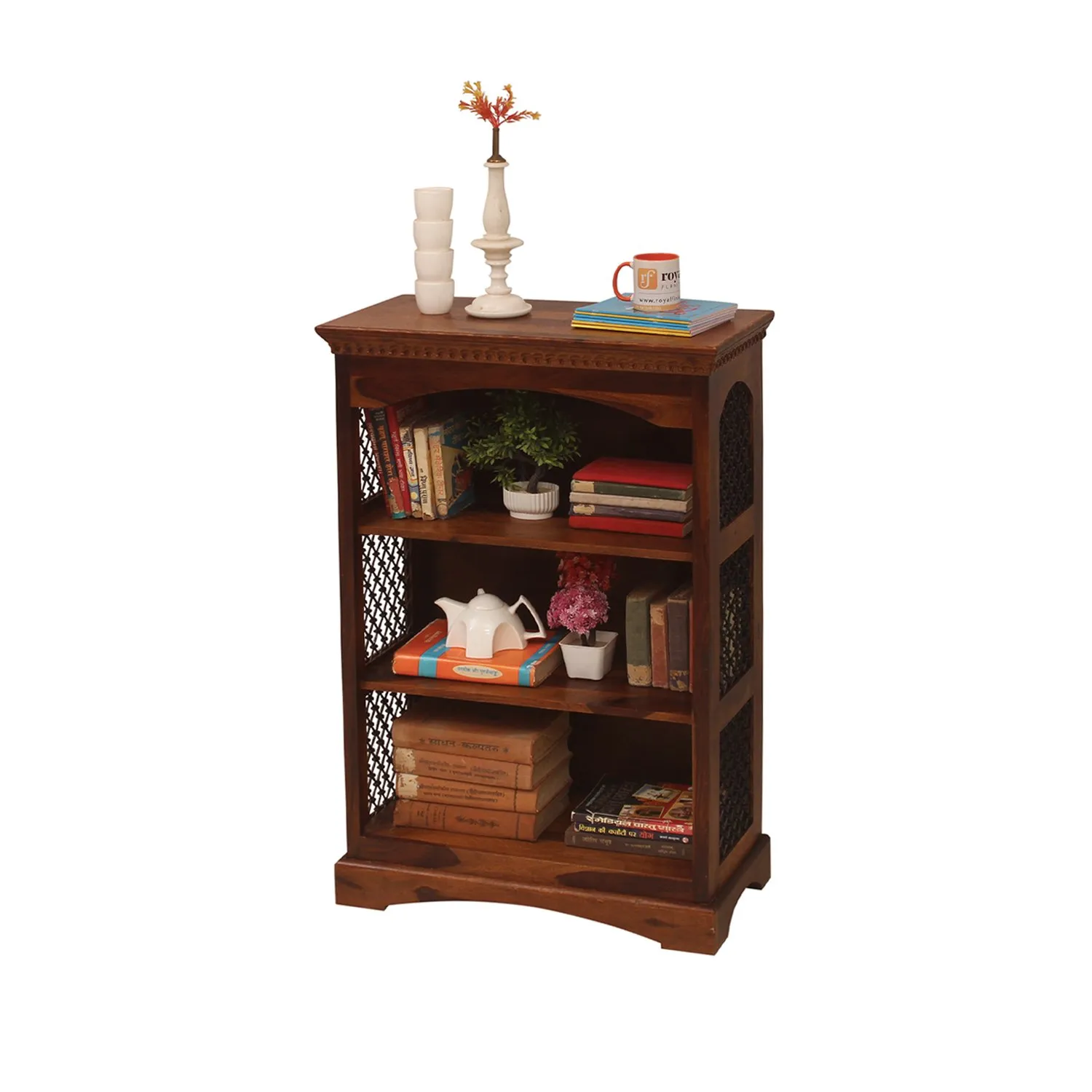 Royal Finish Ironey 3 Shelf Solid Wood Bookshelf in Sheesham, Natural Colour solid wood bookshelf image 9