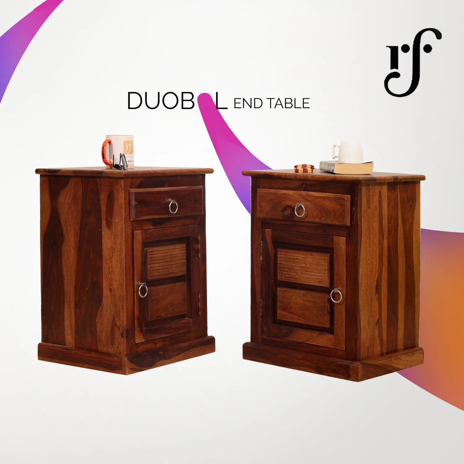 Royal Finish NovaSleep Double Bedside Table In Furniture Sheesham Wood InNatural