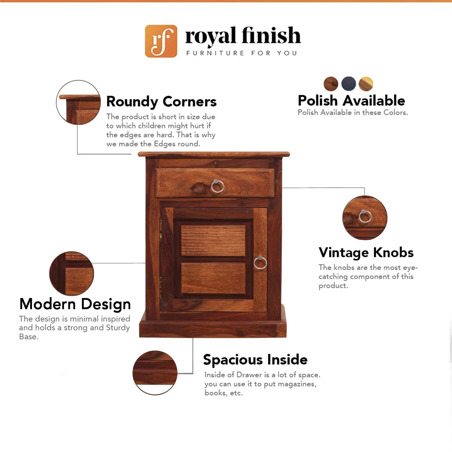 Royal Finish NovaSleep Double Bedside Table In Furniture Sheesham Wood InNatural sheesham wood bed image 2