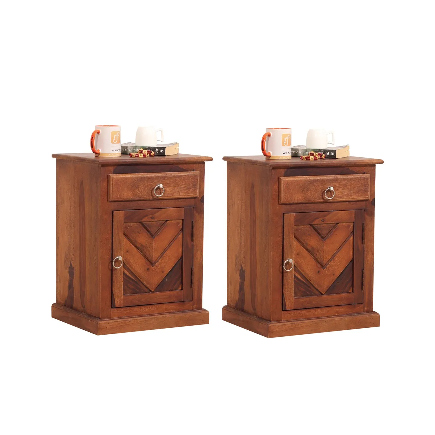 Royal Finish Vesto Double Bedside Table In Furniture Sheesham Wood In Natural sheesham wood bed image 5