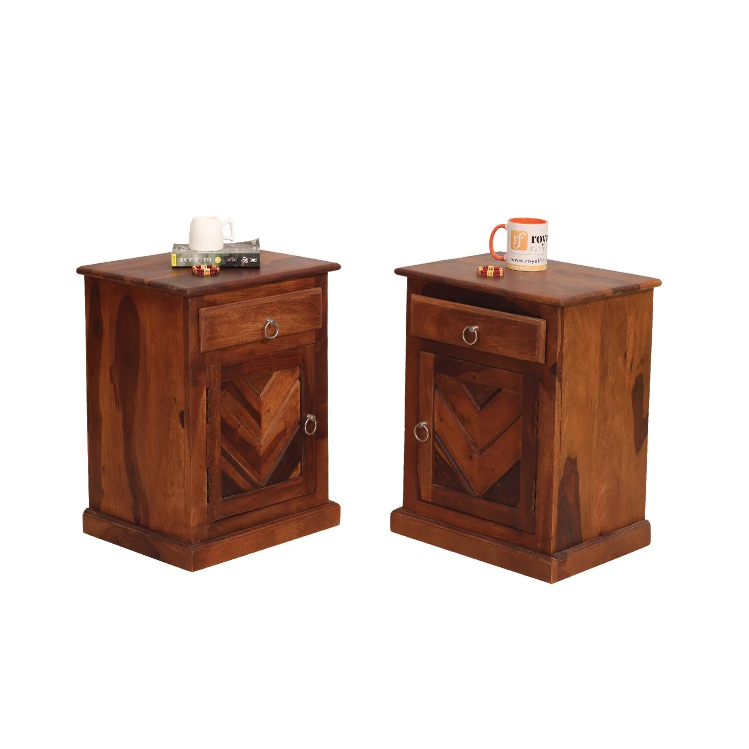 Royal Finish Vesto Double Bedside Table In Furniture Sheesham Wood In Natural sheesham wood bed image 7