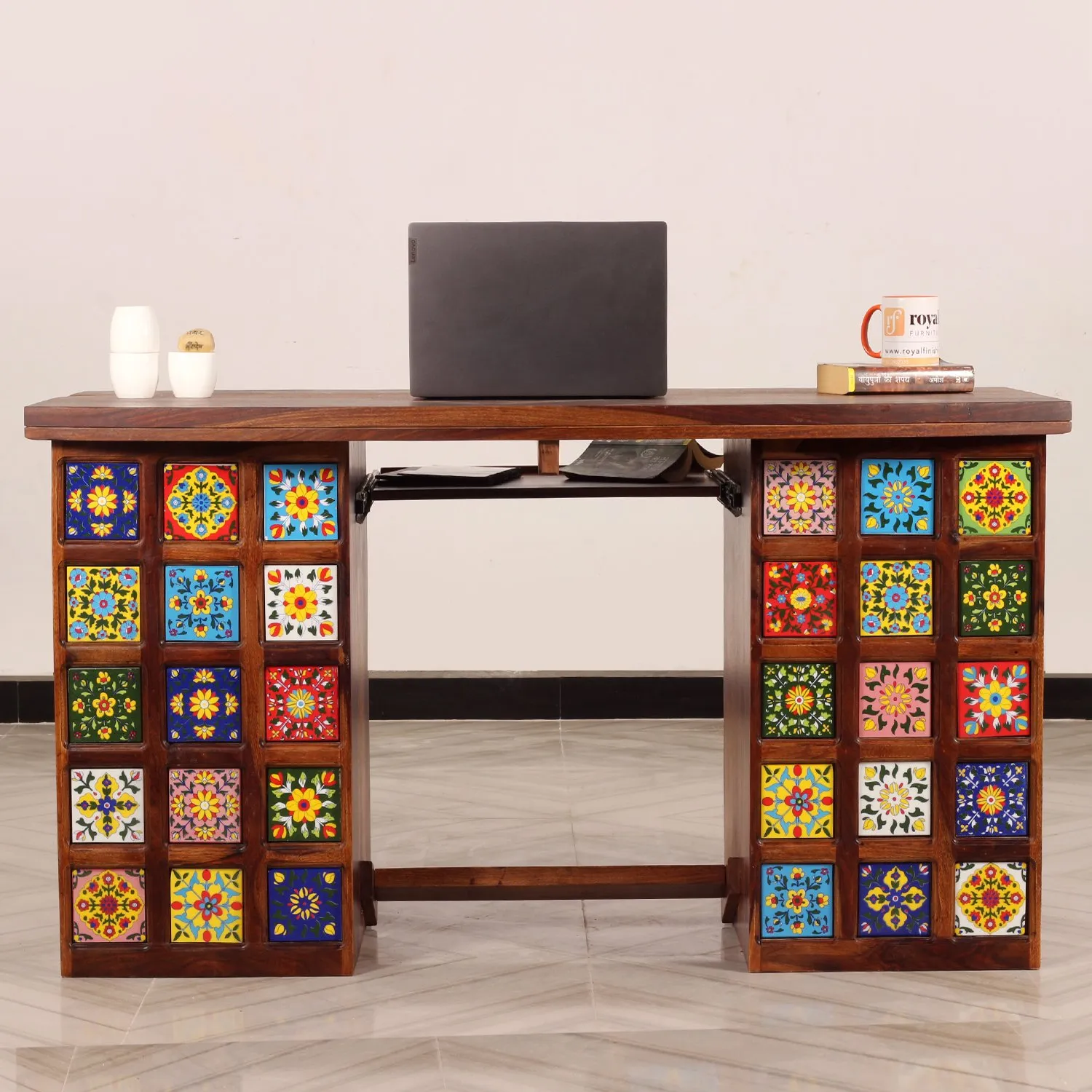 Royal Finish Tielac Workstation In Sheesham Wood With Natural Colour sheesham wood furniture image 4