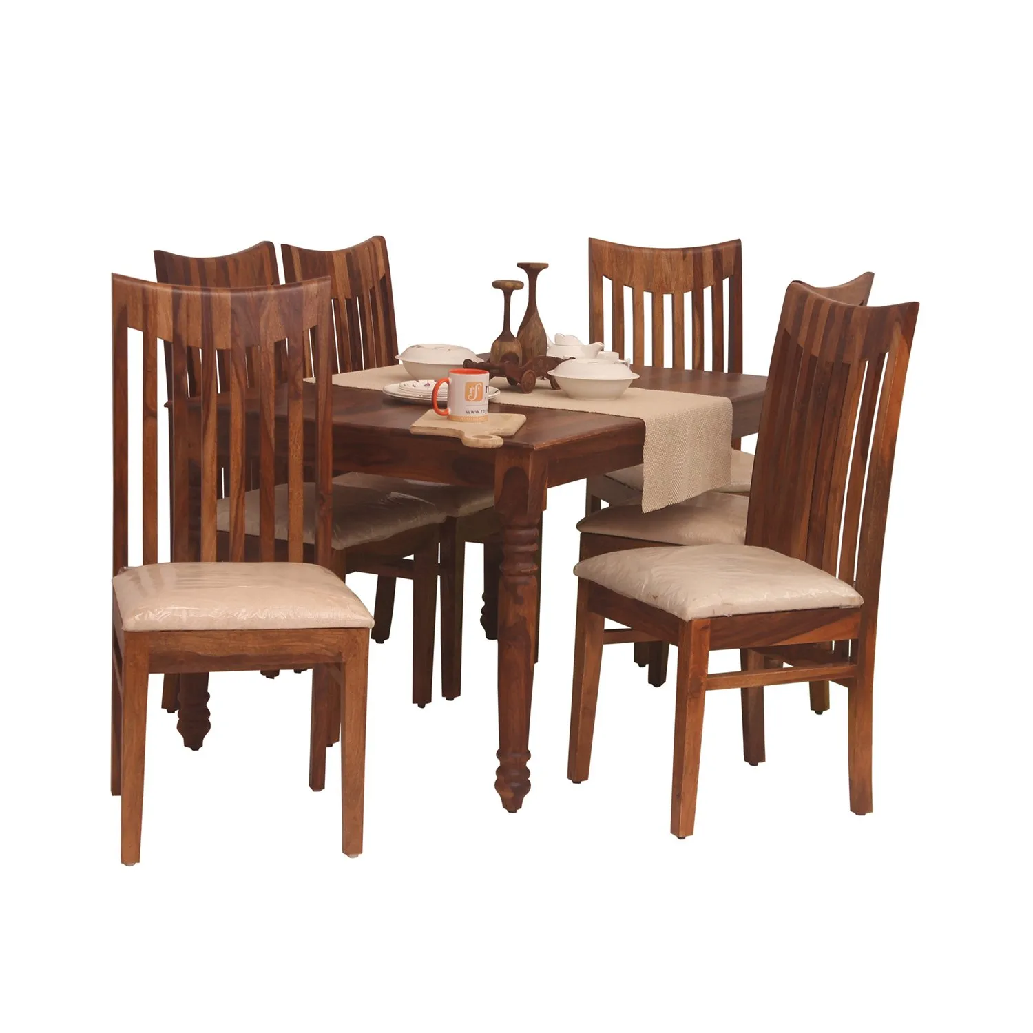 Royal Finish Neo Wingo 6 Seater Dining Set in Natural Colour in Sheesham Wood sheesham dining table image 7