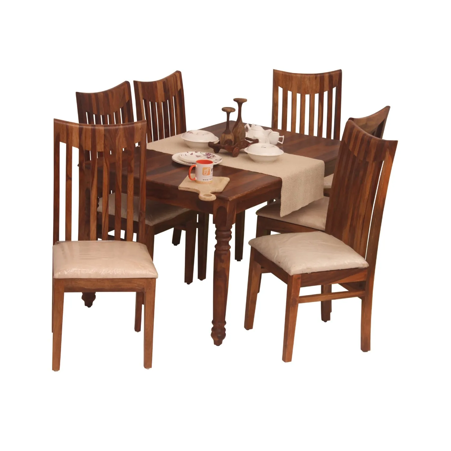 Royal Finish Neo Wingo 6 Seater Dining Set in Natural Colour in Sheesham Wood sheesham dining table image 8