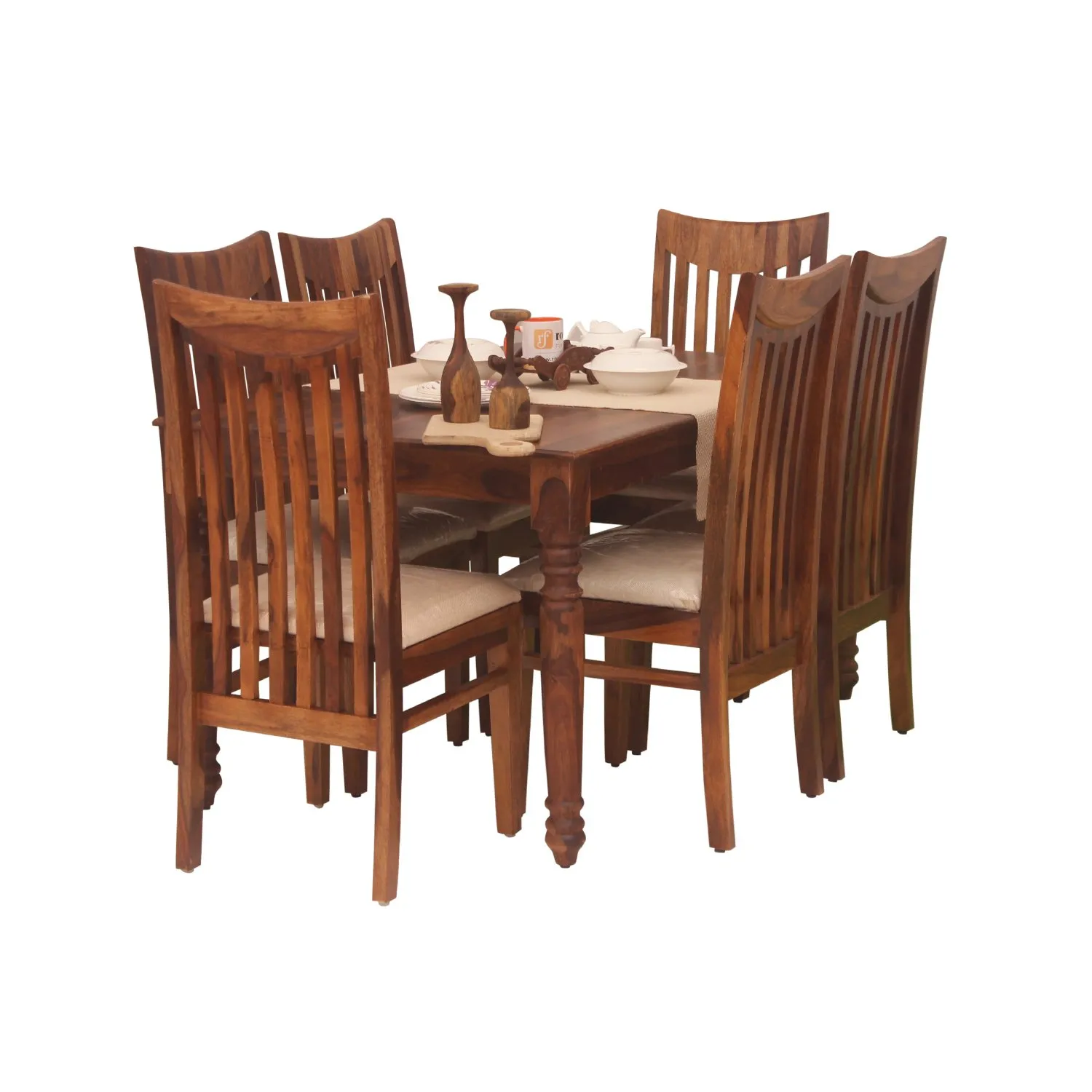 Royal Finish Neo Wingo 6 Seater Dining Set in Natural Colour in Sheesham Wood sheesham dining table image 9