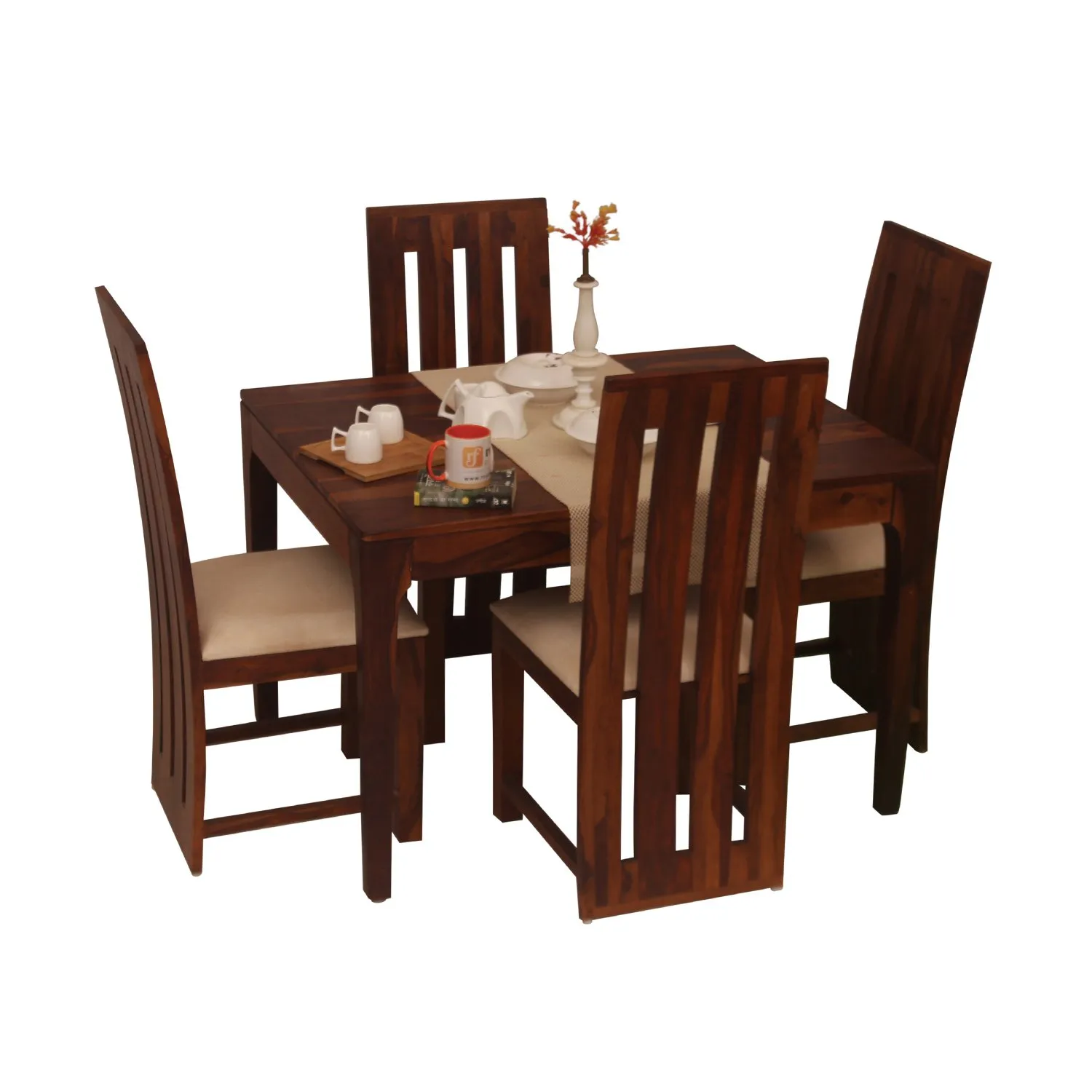 Royal Finish Neo Bentwood 4 Seater Dining Set in Natural Colour in Sheesham sheesham dining table image 7