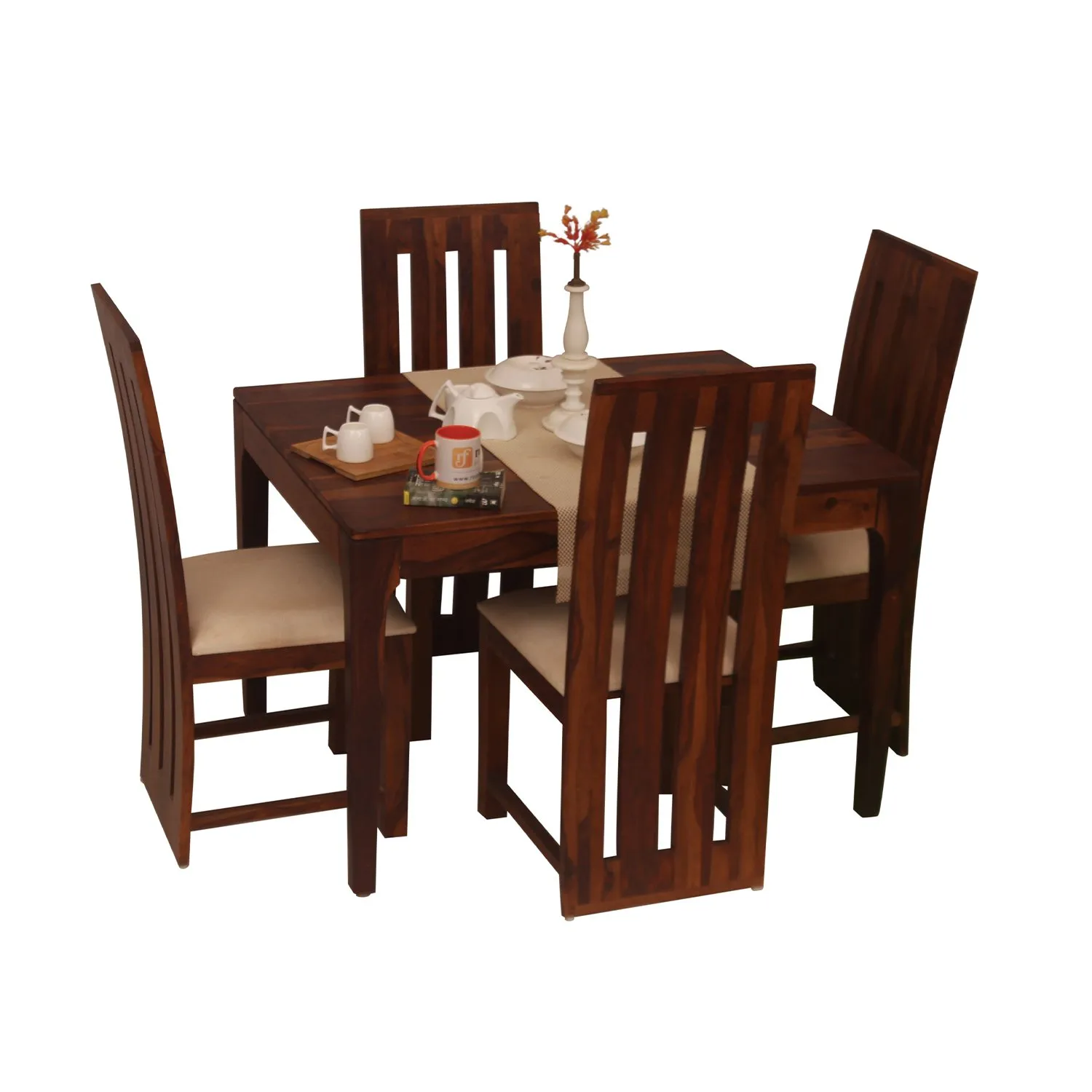 Royal Finish Neo Bentwood 4 Seater Dining Set in Natural Colour in Sheesham sheesham dining table image 8