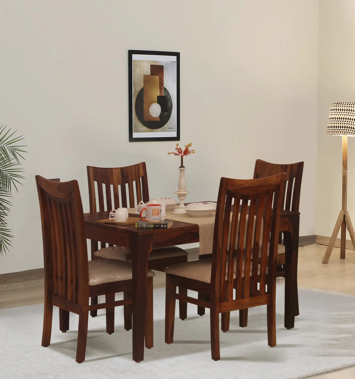 Royal Finish Simpale Wingo 4 Seater Dining Set in Natural Colour in Sheesham
